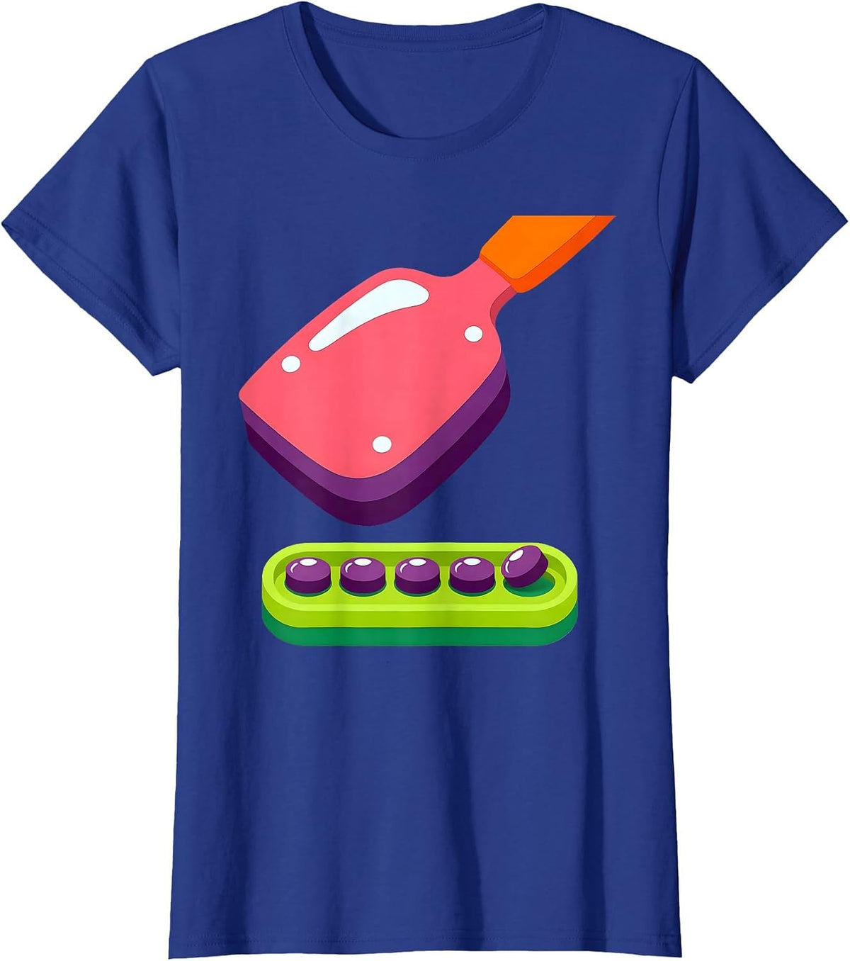 Women's Oversized Counting Spatula Pharmacy Tech Humor Cute T-Shirt - Royal Blue