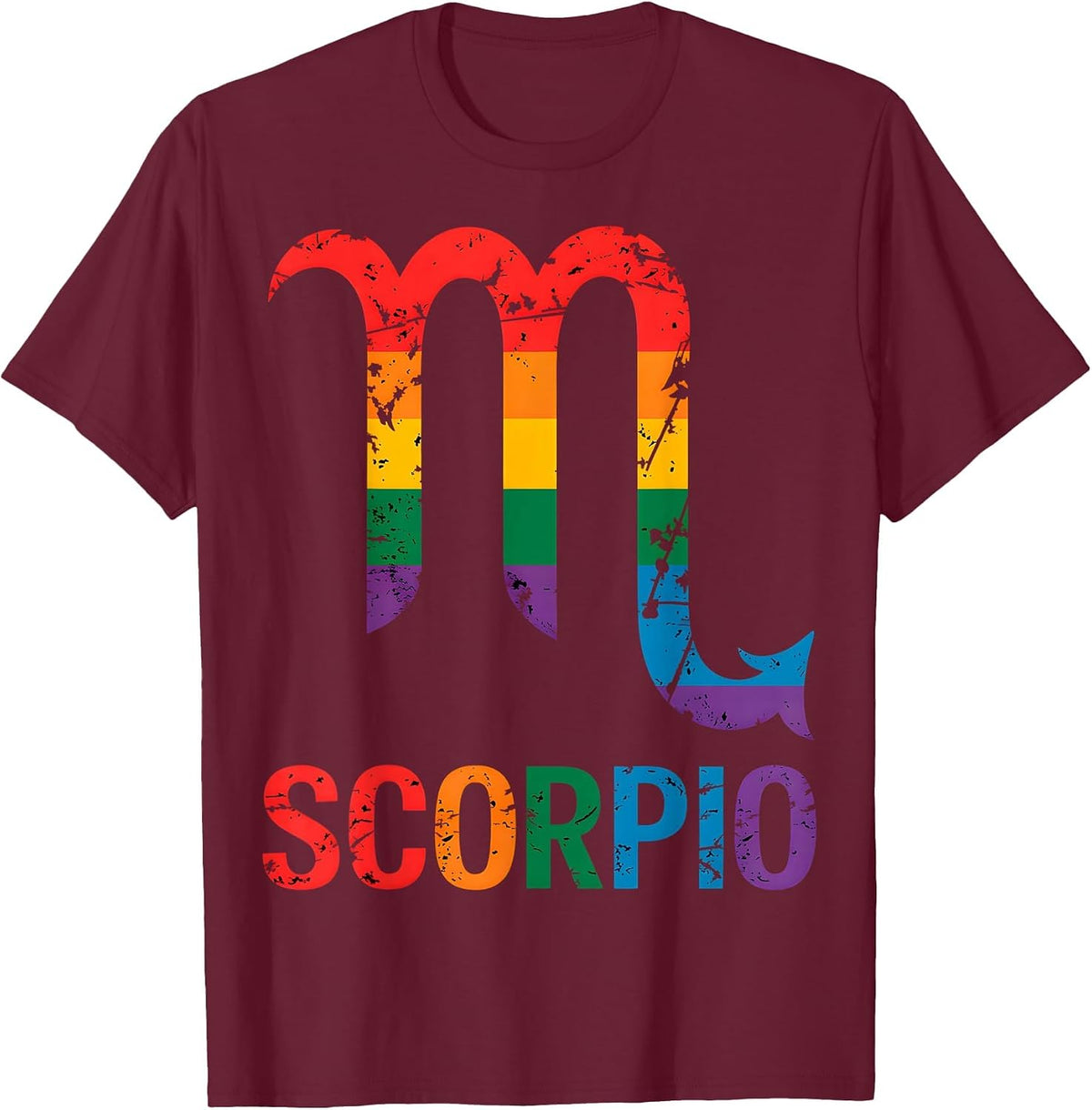 Scorpio LGBT Pride Zodiac Sign T-Shirt - Burgundy