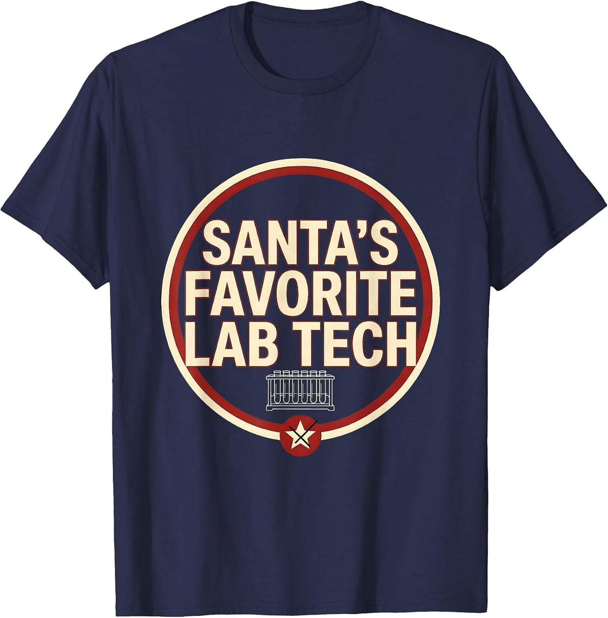 Men's Santa's Favorite Lab Tech Funny Pharmacy Tech Christmas T-Shirt - Navy Blue