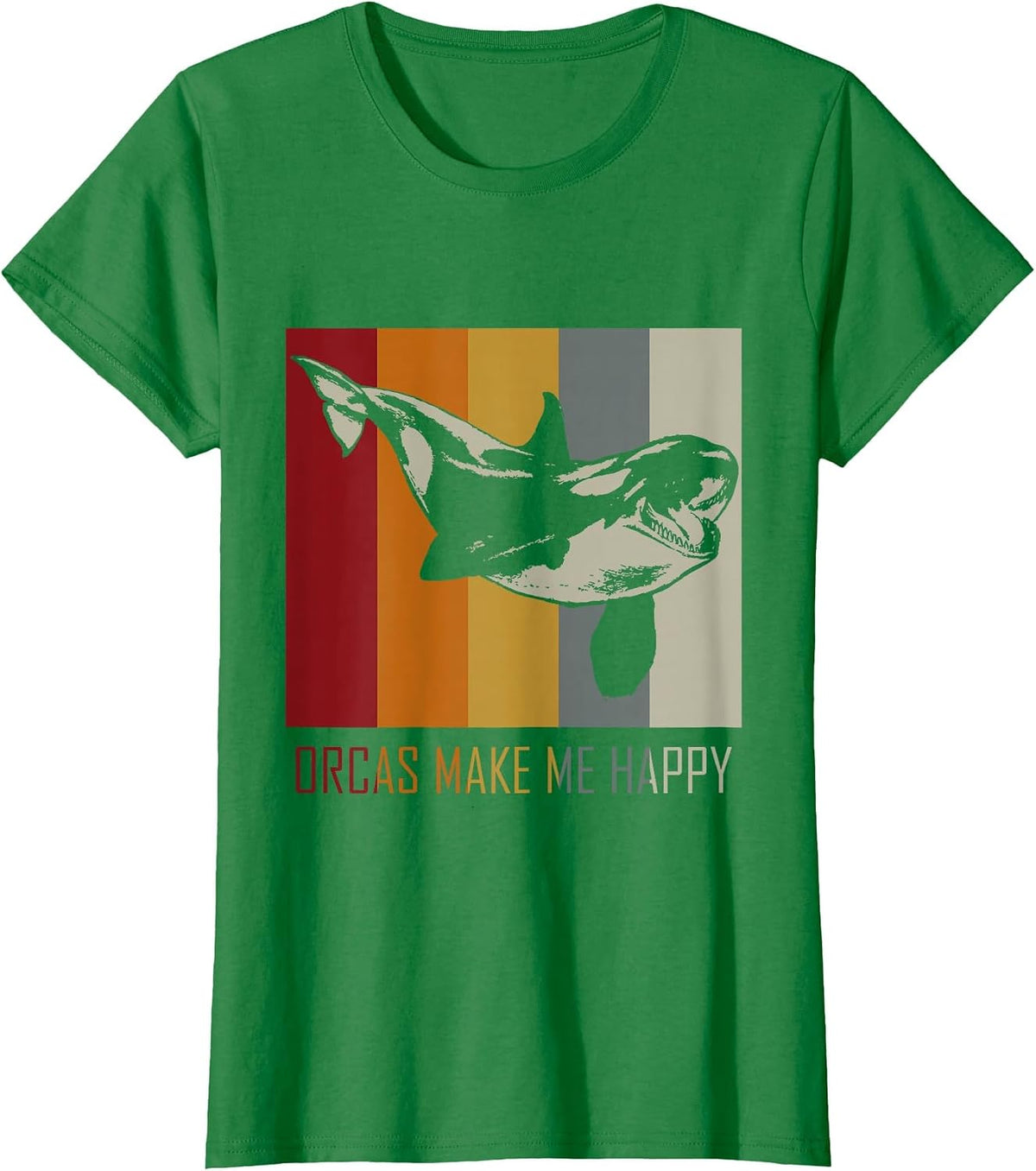 Orcas Make Me Happy Killer Whale T-Shirt T-Shirt - Kelly Green