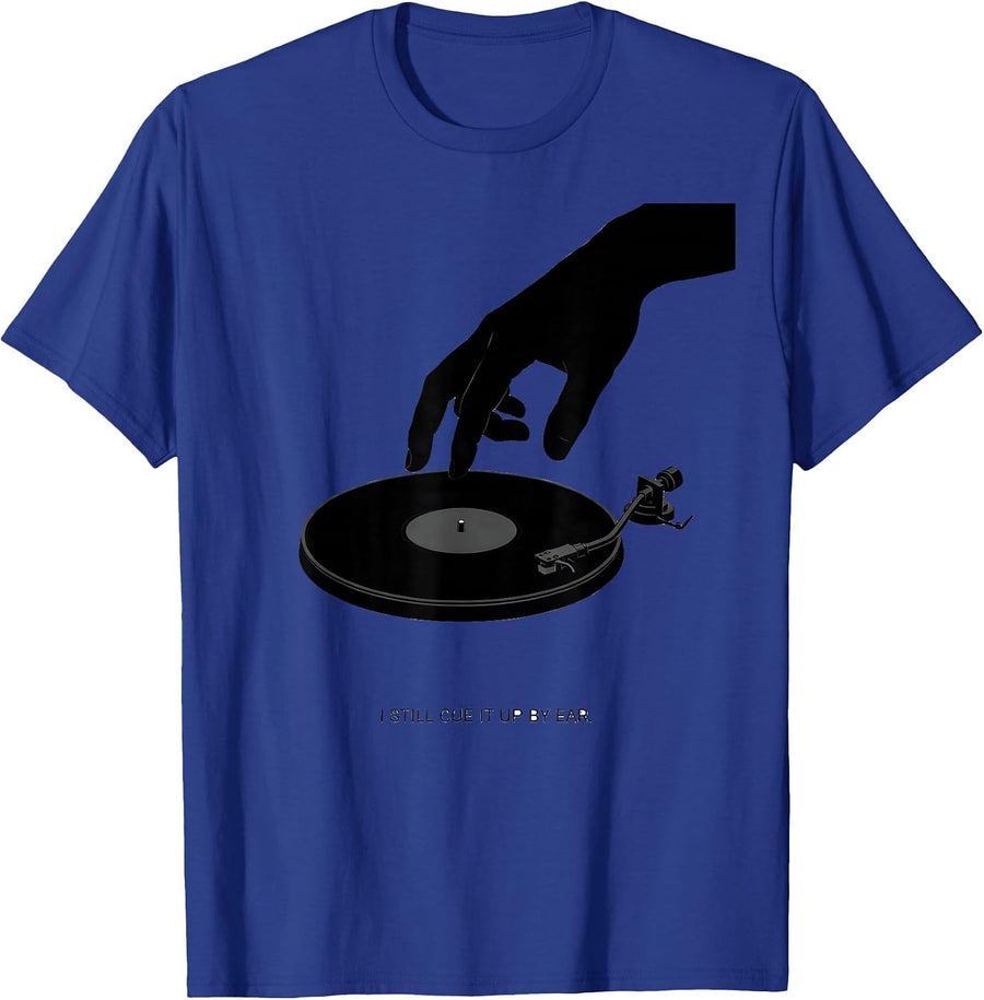 I Still Cue It Up By Ear Vintage 90s Hip-Hop Rap Lyric T-Shirt - Royal Blue