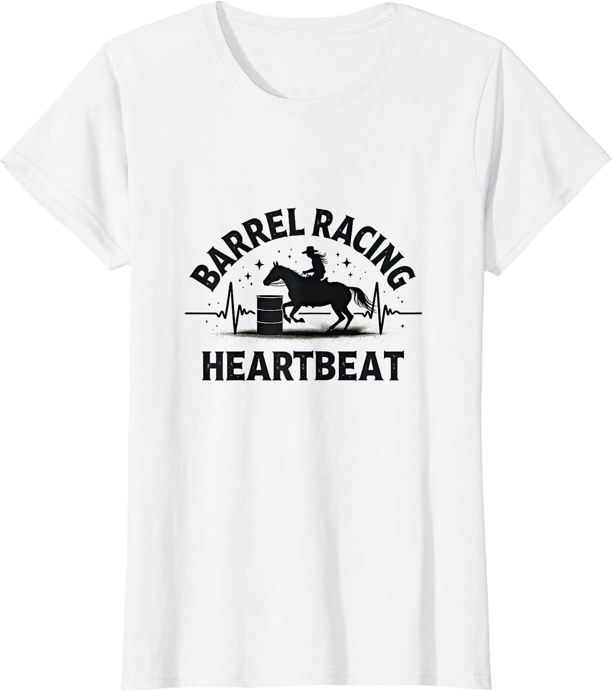 Barrel Racing Heartbeat Rodeo Design T-Shirt - White