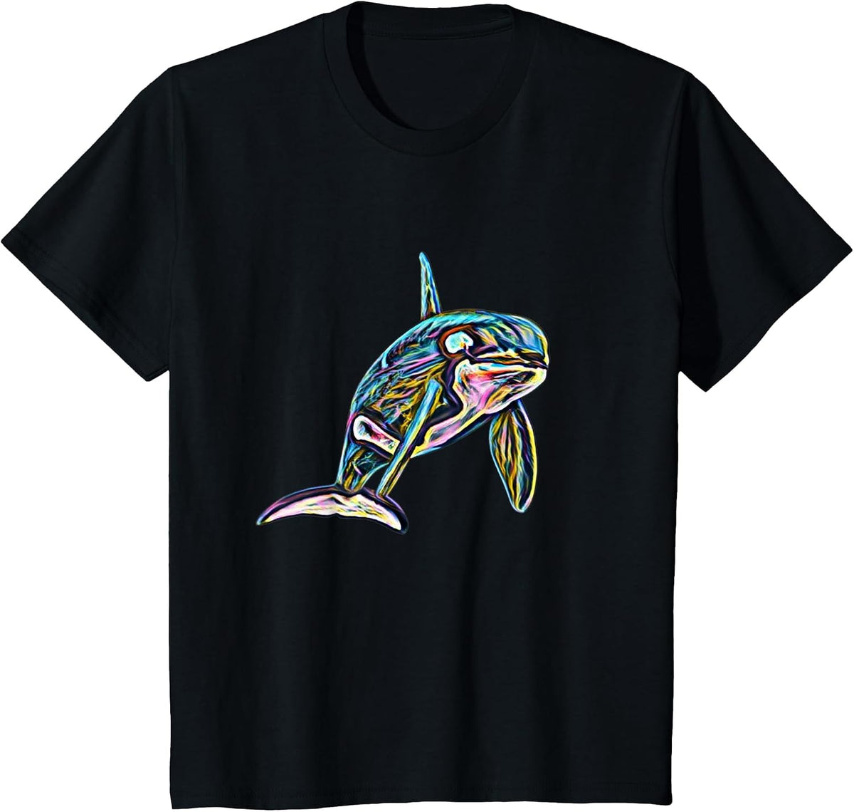 Orca Motif Whale Ocean Predator Design T-Shirt - Black