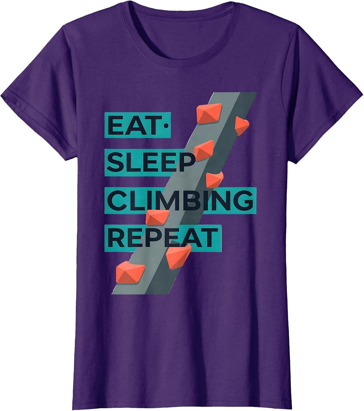 Women's EAT SLEEP CLIMBING REPEAT Funny Climber Gift for Teens T-Shirt - Purple