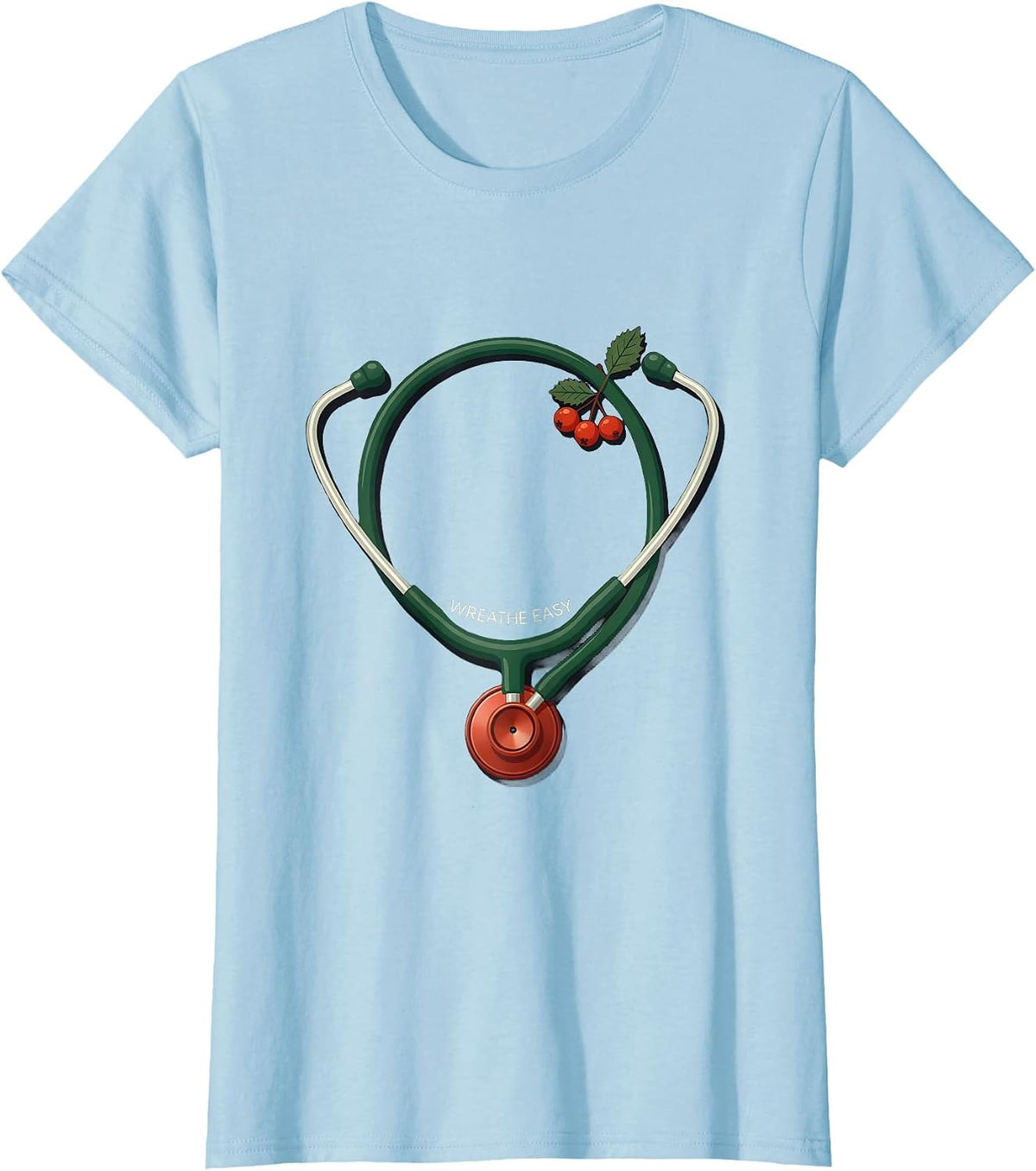 Wreathe Easy Editorial Conceptual Respiratory Therapist T-Shirt - Baby Blue