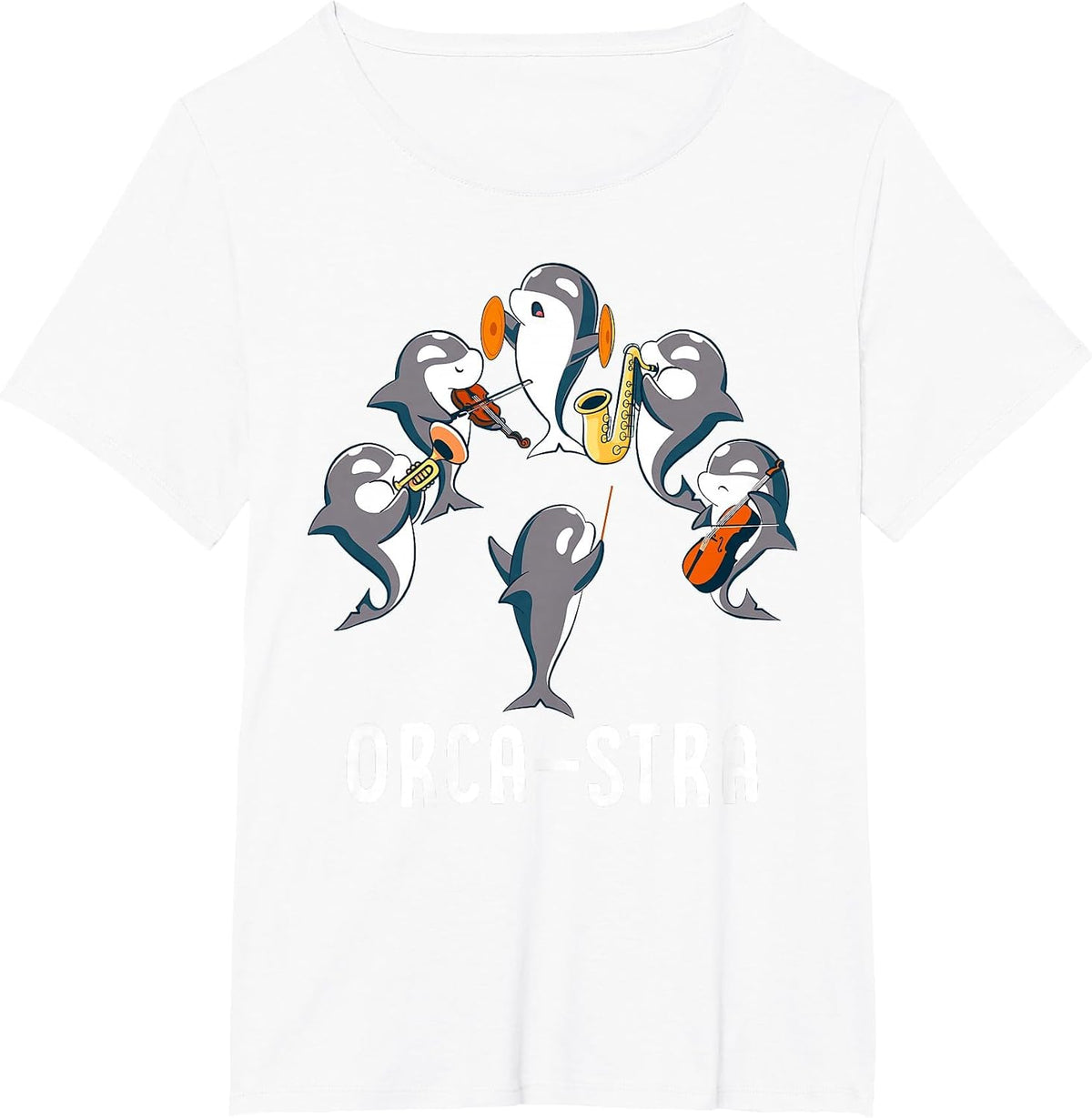 Funny Orca-stra Orca Killer Whale Orchestra T-Shirt - White