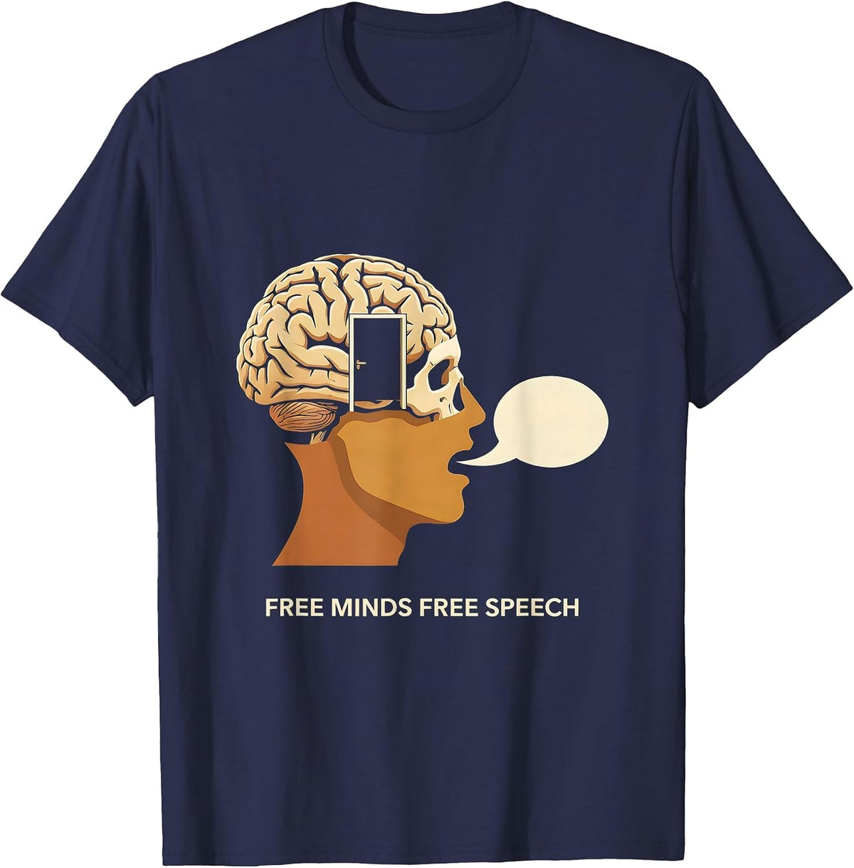 Men's Free Minds Free Speech 1st Amendment Design T-Shirt - Navy Blue