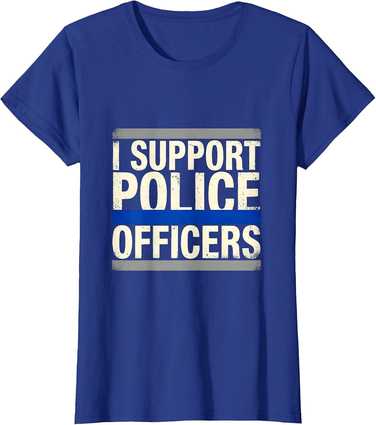 Women's I Support Police Officers Thin Blue Line Back The Blue T-Shirt - Royal Blue