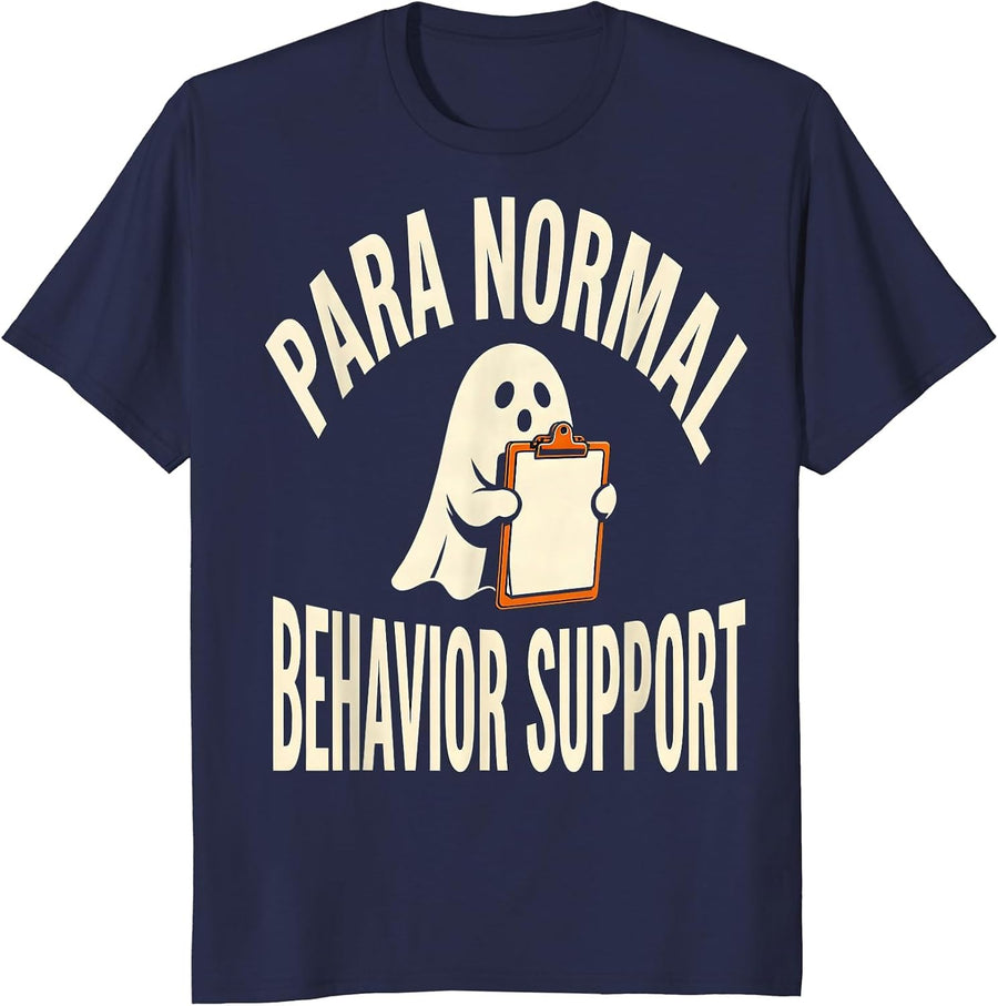 Para Normal Behavior Support Funny Ghost Paraprofessional T-Shirt - Navy Blue