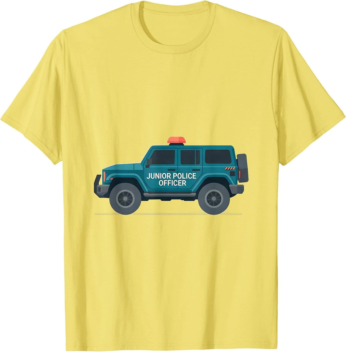 Men's JUNIOR POLICE OFFICER Flat Vector Kids Police Costume T-Shirt - Lemon Yellow