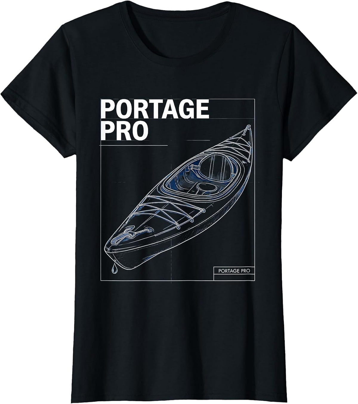 Women's Portage Pro Funny Kayak Kayaking Paddling Lover T-Shirt - Black