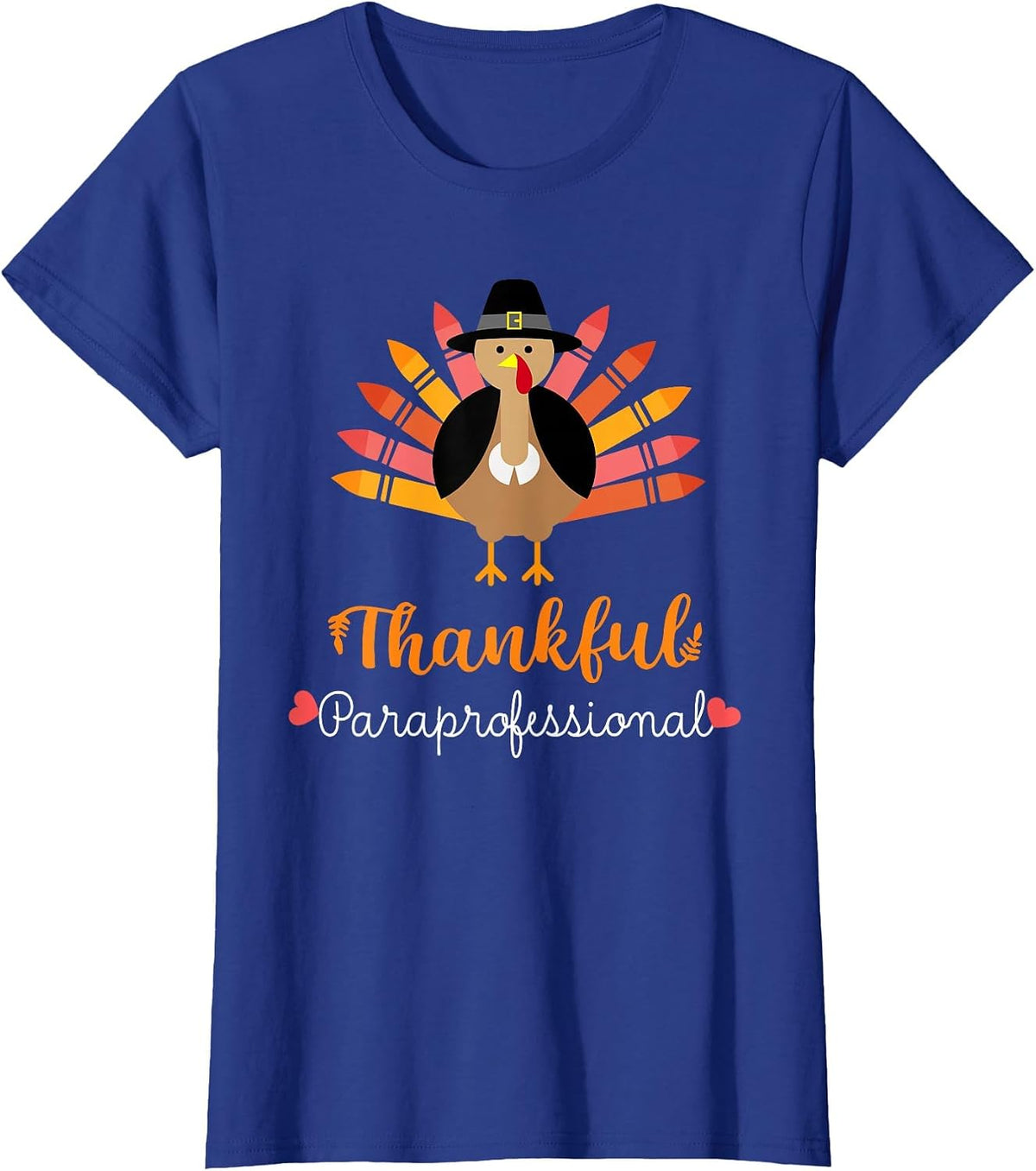 One Thankful Paraprofessional para Thanksgiving Cute Turkey T-Shirt - Royal Blue