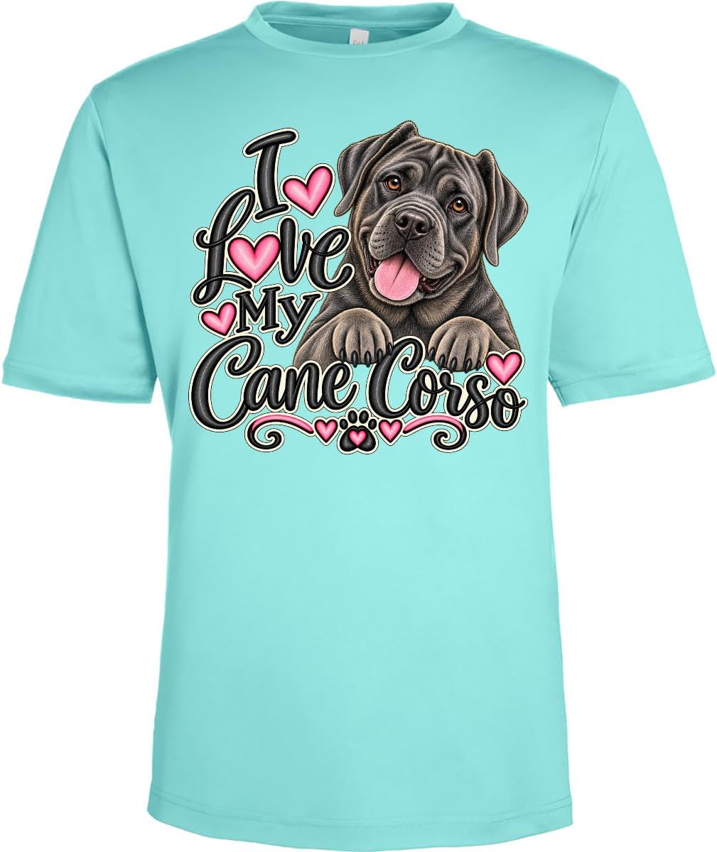 inktastic I Love My Cane Corso Dog Adult Performance T-Shirt - Chill Blue