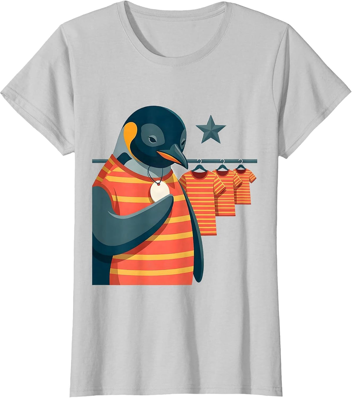Women's Penguin Lover Christmas Pajama Flat Vector Holiday Humor T-Shirt - Silver Grey