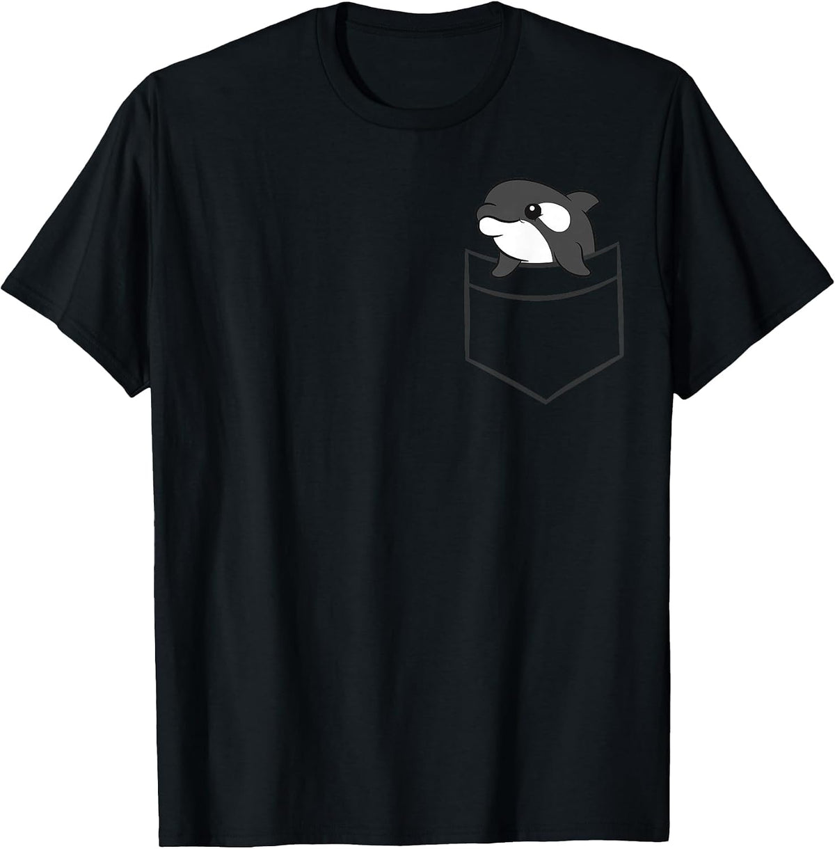Killer Whale in The Pocket Ocean Sea Love Orcas T-Shirt - Black