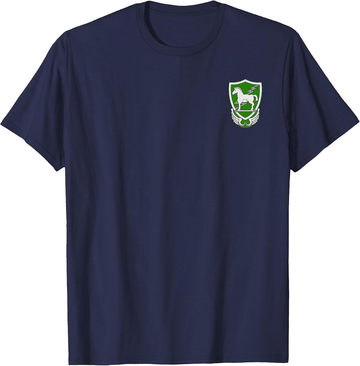 US Army 10th Special Forces Group Trojan Horse Badge Design T-Shirt - Navy Blue