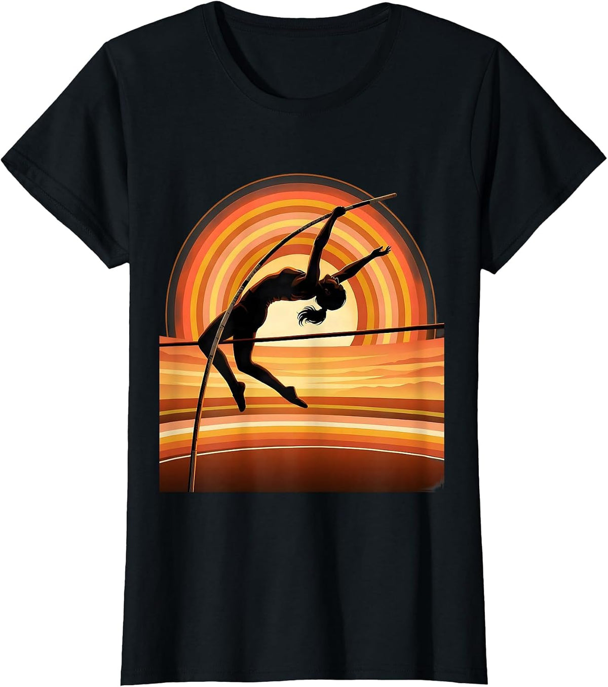Pole Vault Athlete Soaring Above the Crossbar T-Shirt - Black