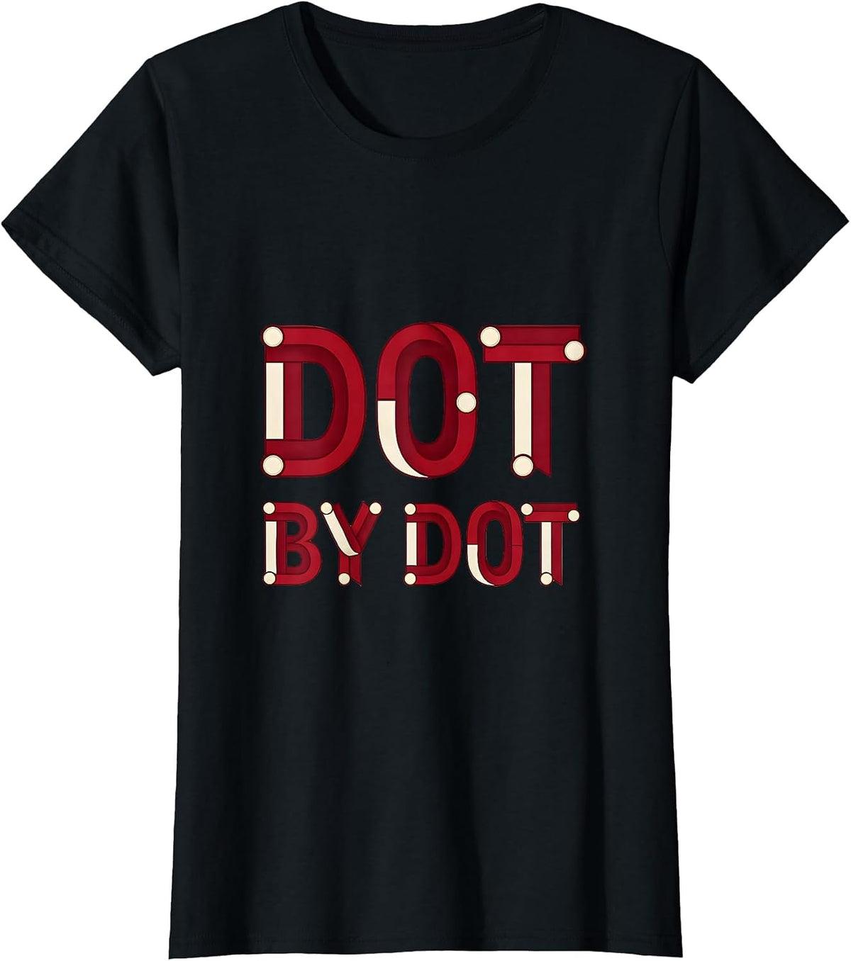Dot By Dot Artistic Pattern Design T-Shirt - Black