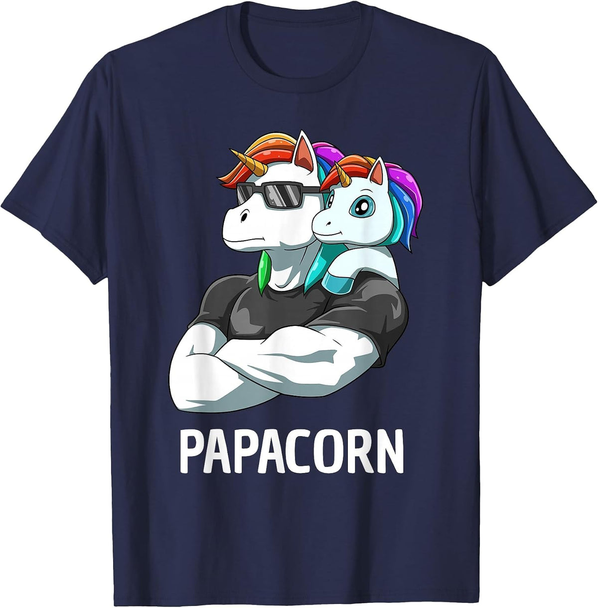 Papacorn - Father Daughter Unicorns T-Shirt - Navy Blue