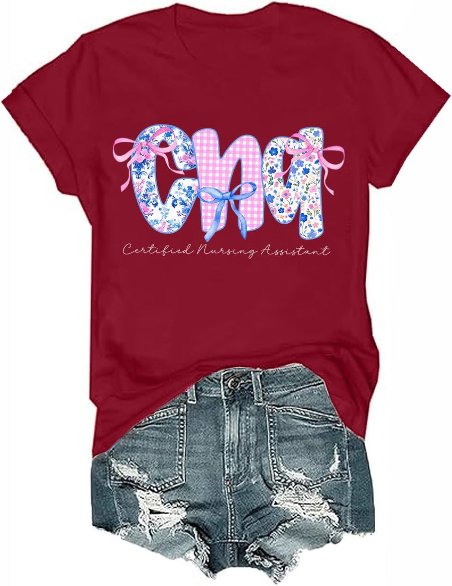CNA Shirt Certified Nursing Assistant T-Shirt Funny Nurse Shirt for Women - Wine
