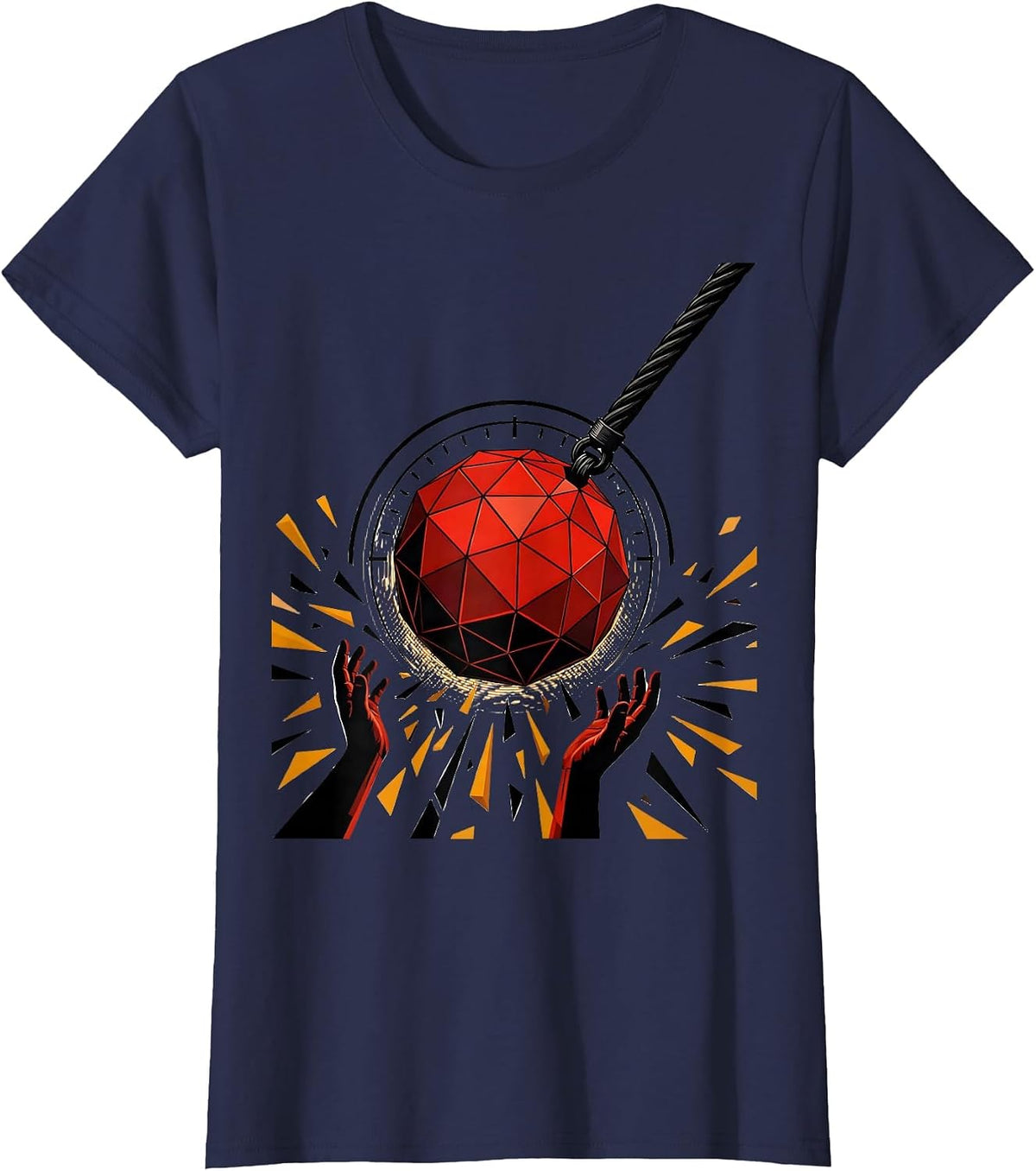 Women's Countdown Sphere Ball Drop Dirty Humor Party T-Shirt - Navy Blue