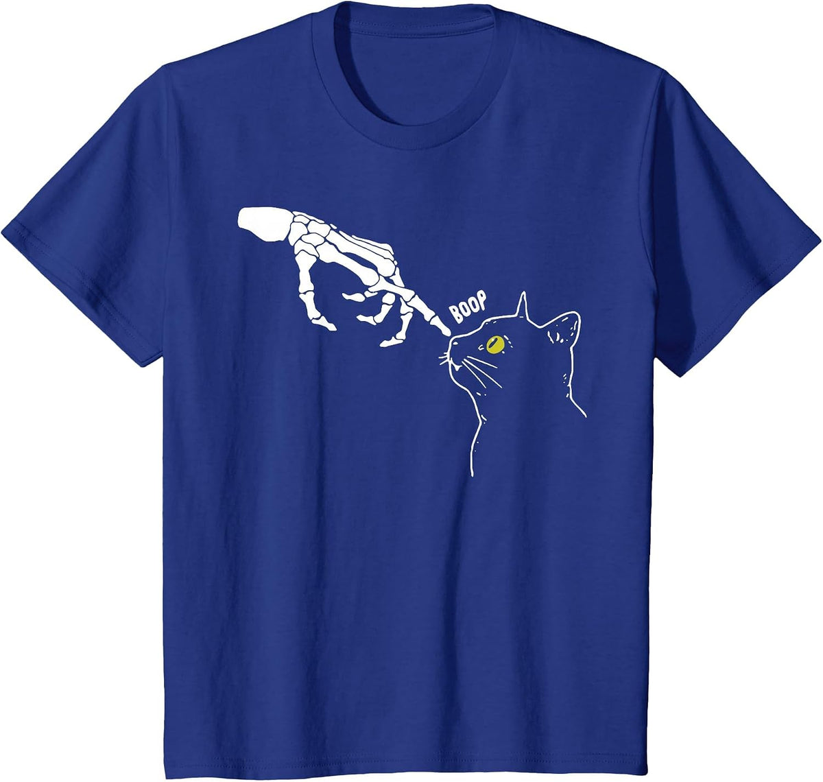 Halloween Skeleton Hand Cat Boop Funny Costume Cat Lovers T-Shirt - Royal Blue