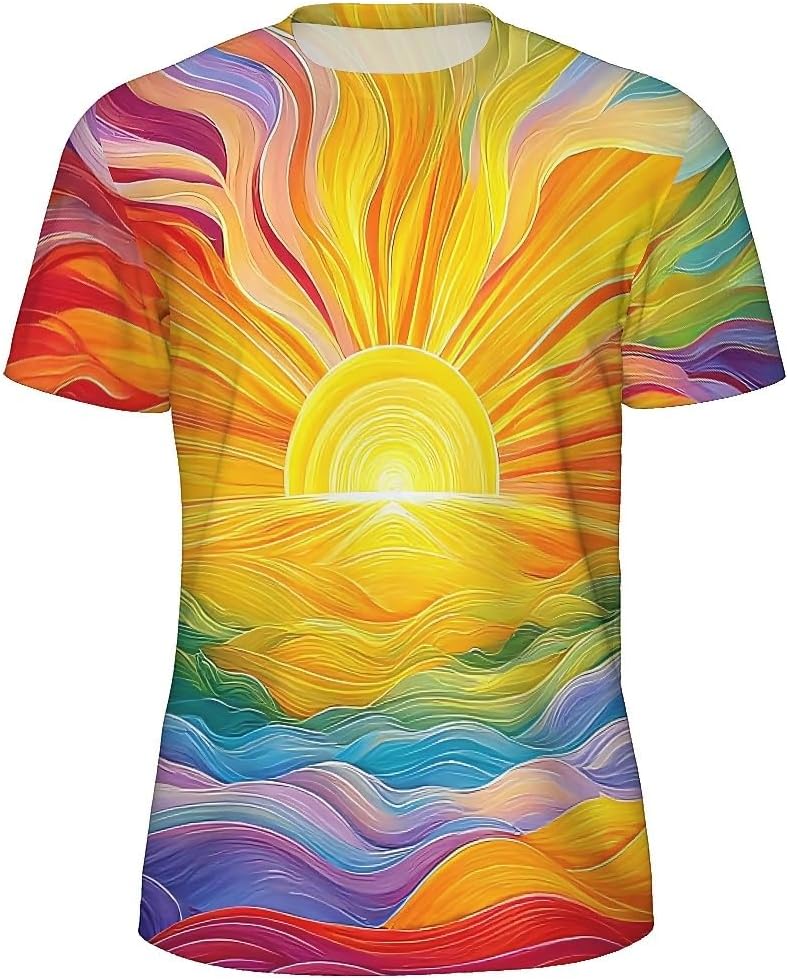 Men's Black Leopard Flower Graphic T-Shirts Casual Short Sleeve Fashion 3D Printed Tees - Abstract Sunlight