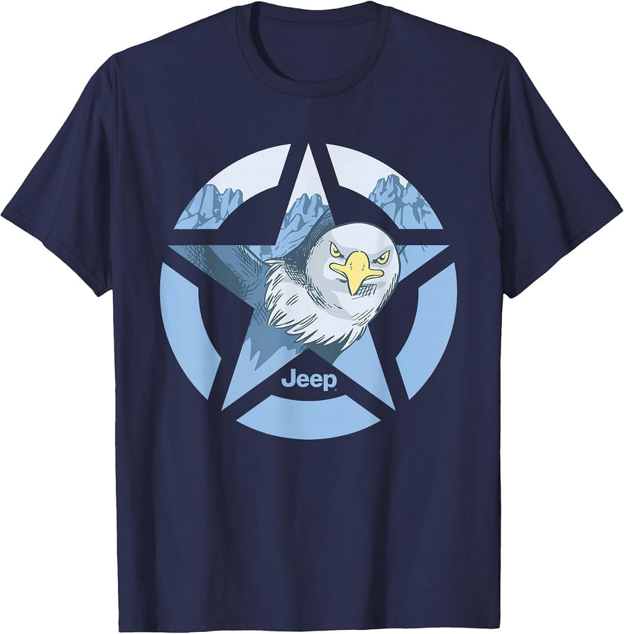 Jeep Star Eagle Officially Licensed T-Shirt - Navy Blue