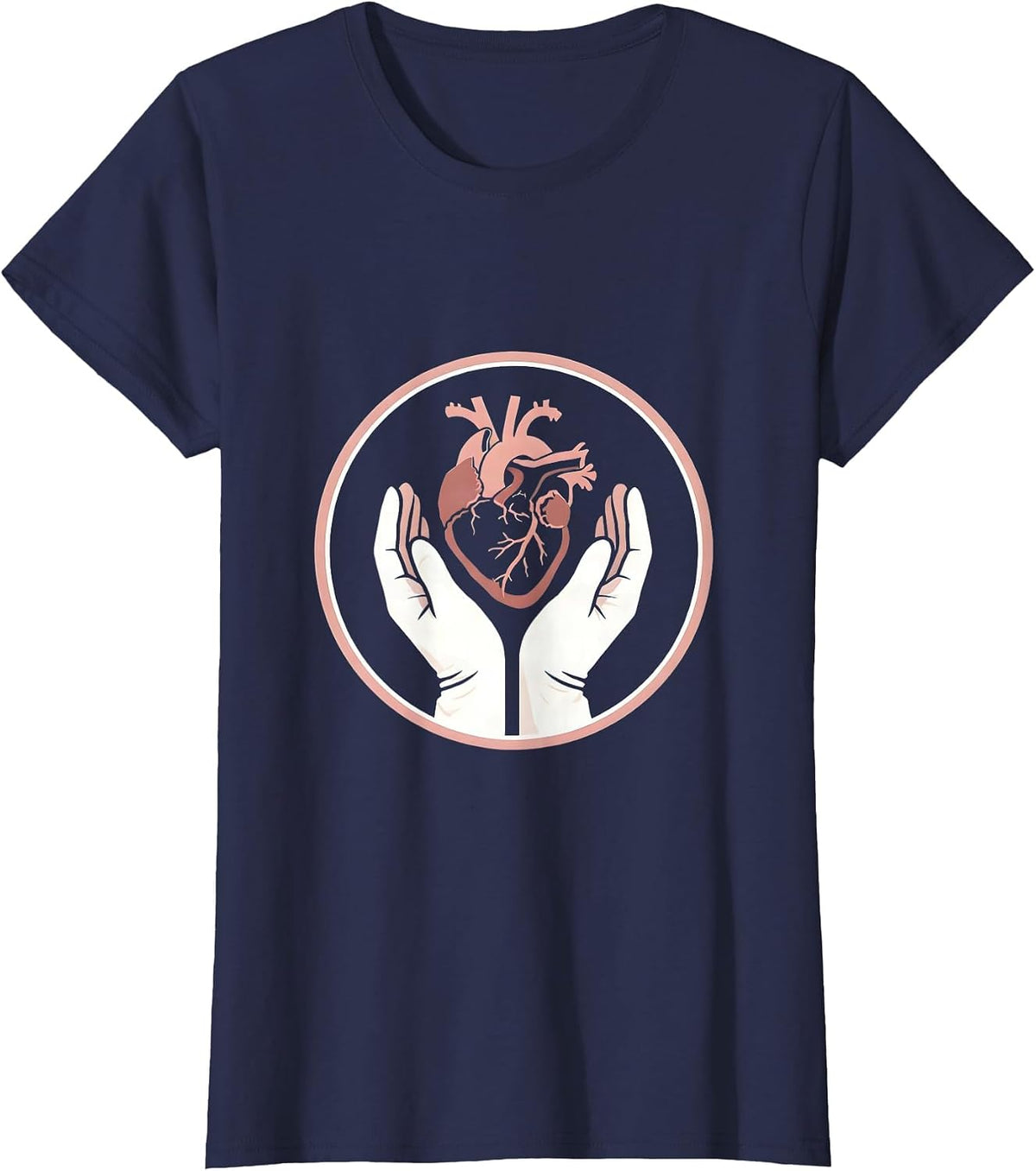 Women's Medical Assistant Caring Heart Graphic Design T-Shirt - Navy Blue
