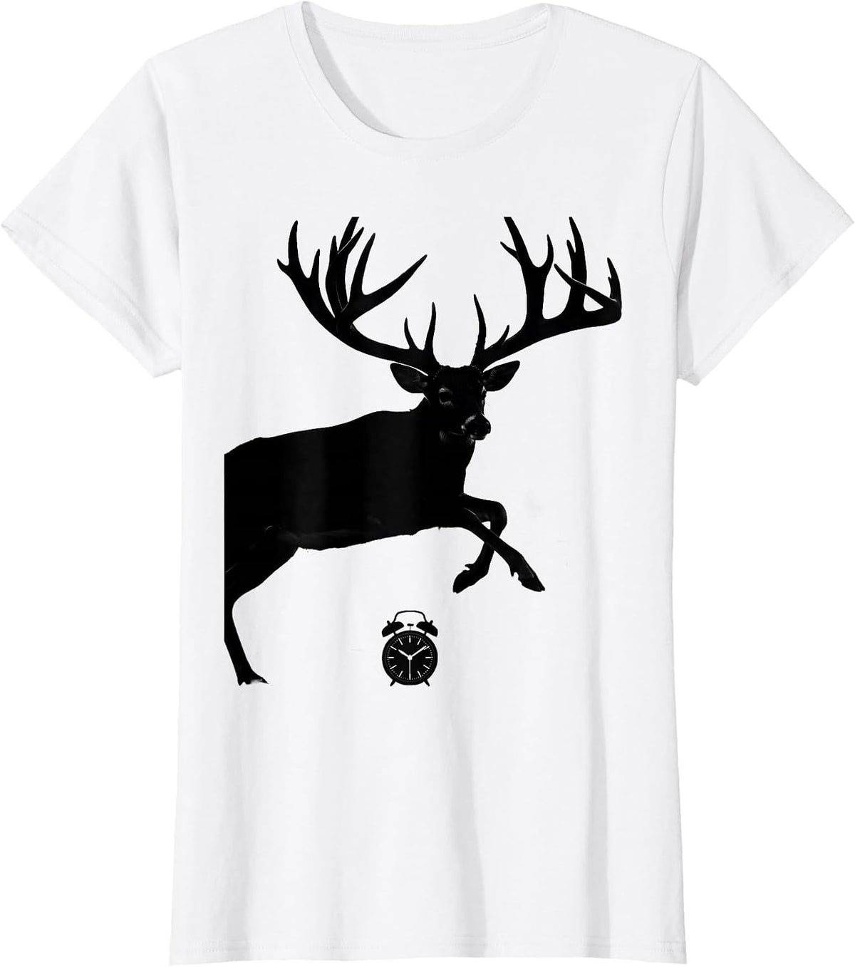 Women's Oversized Leaping Whitetail Deer Hunter Dad Humor T-Shirt - White