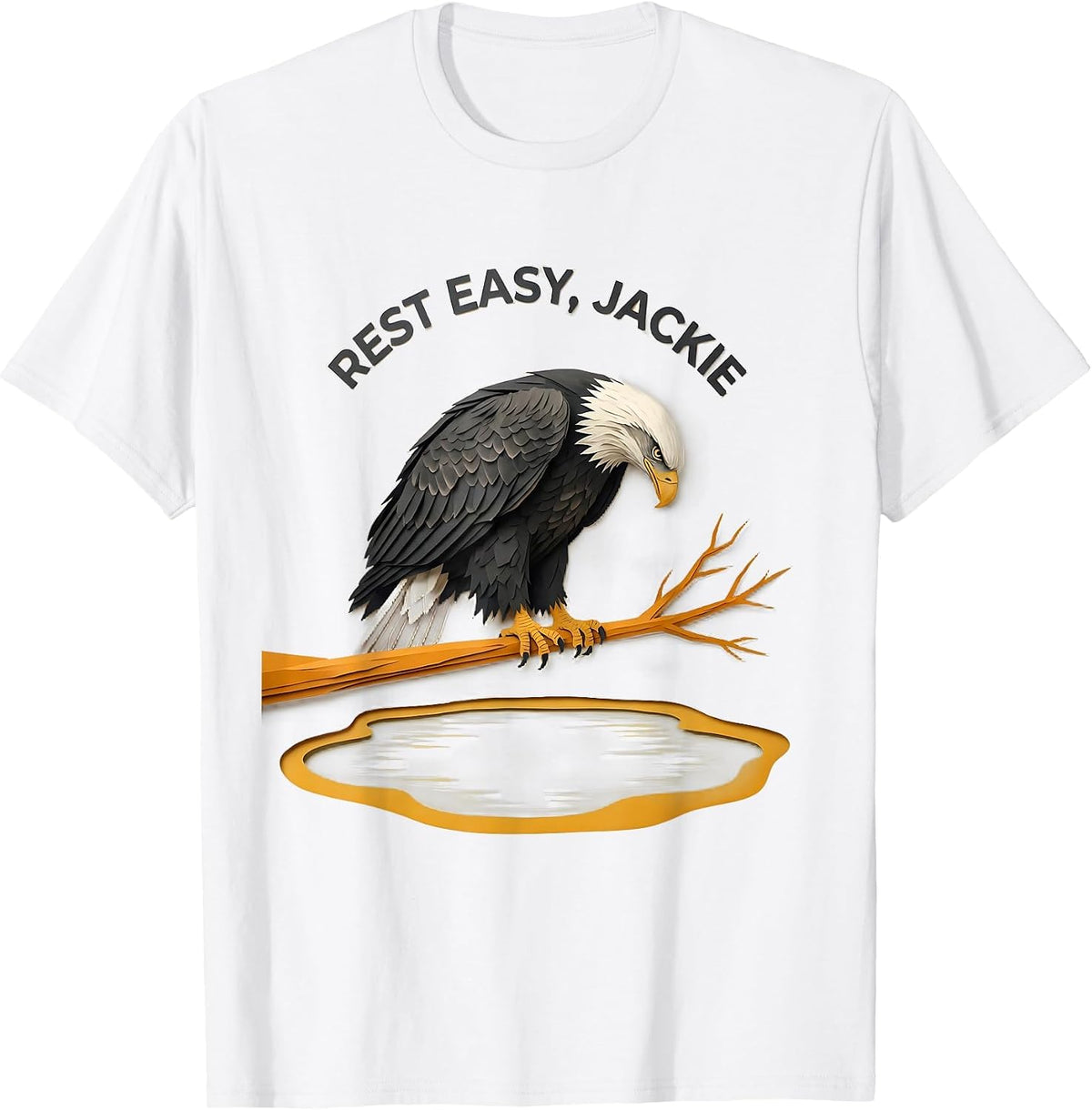 Men's Rest Easy, Jackie Memorial Bald Eagle Tribute Wildlife T-Shirt - White