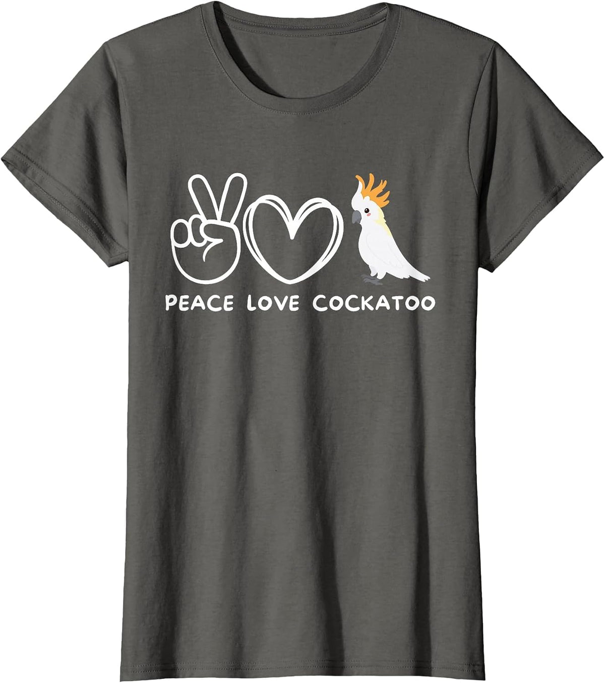 Peace, Love Cockatoo Retro Cockatoo Lover T-Shirt - Asphalt Grey