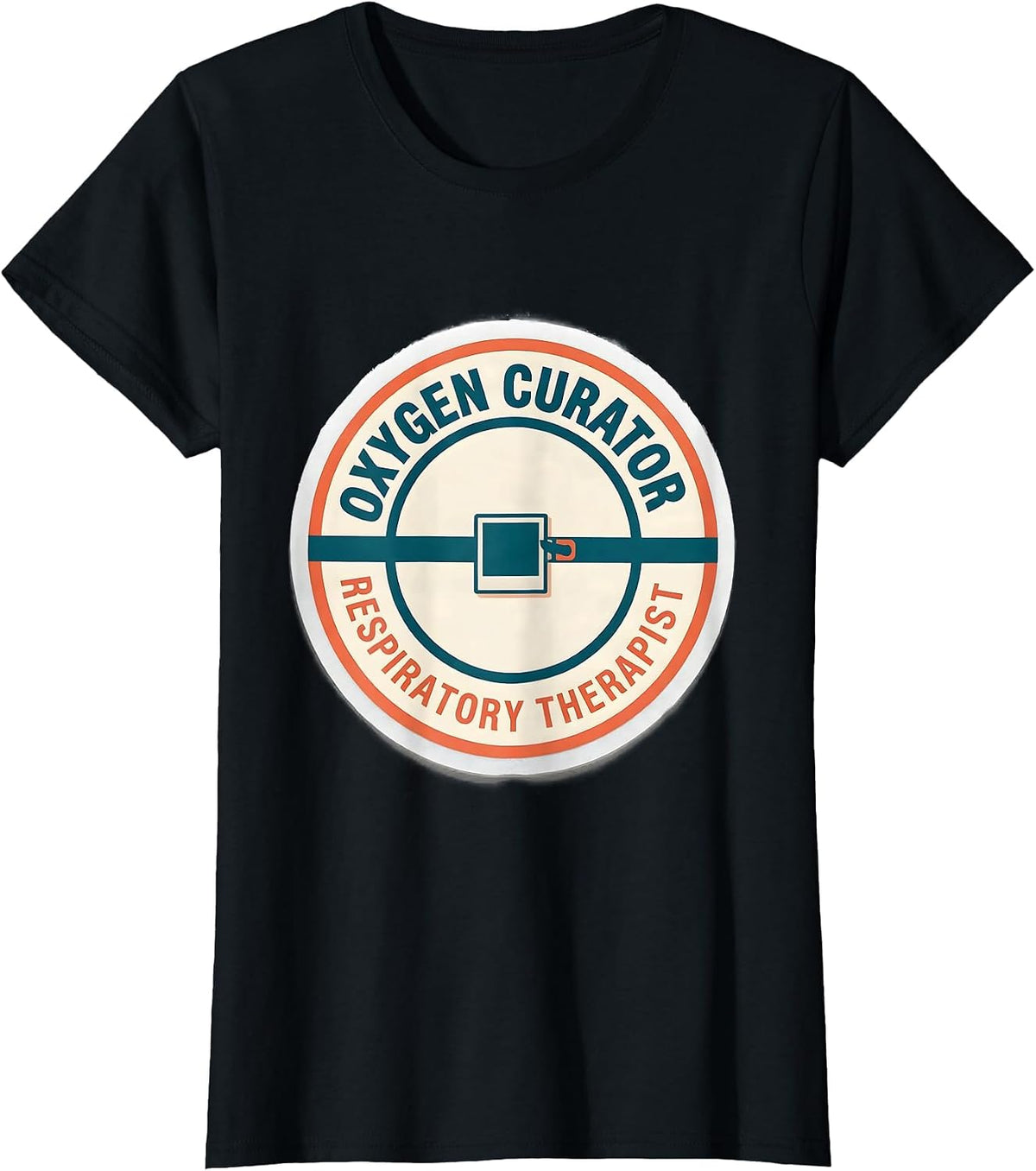 Women's Oxygen Curator Respiratory Therapist Sticker Style T-Shirt - Black