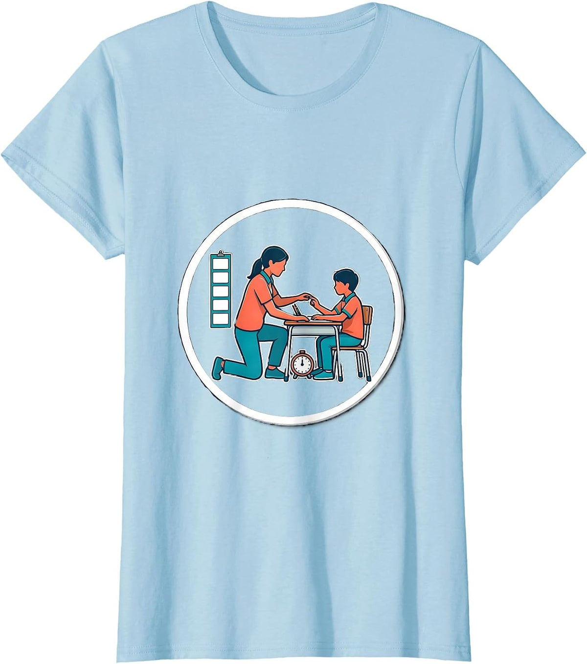 Para Support Aide Sticker Badge Special Ed Student Guide T-Shirt - Baby Blue