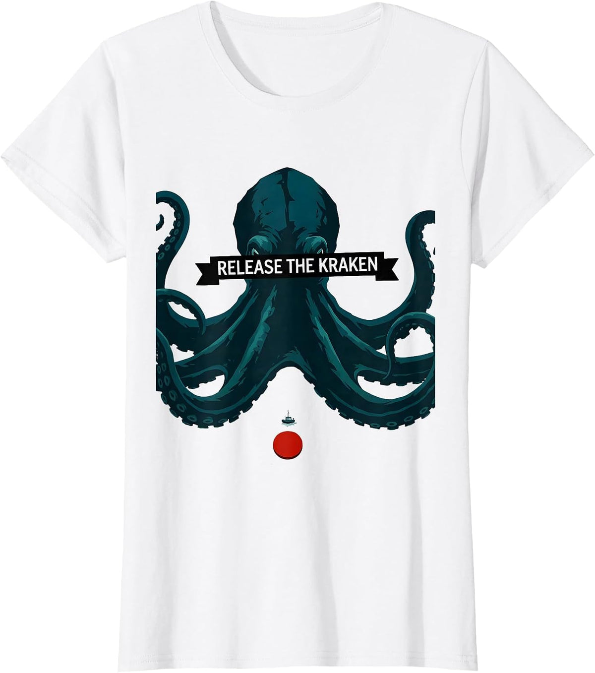 Release The Kraken Vintage Kraken Octopus Sea Creature T-Shirt - White