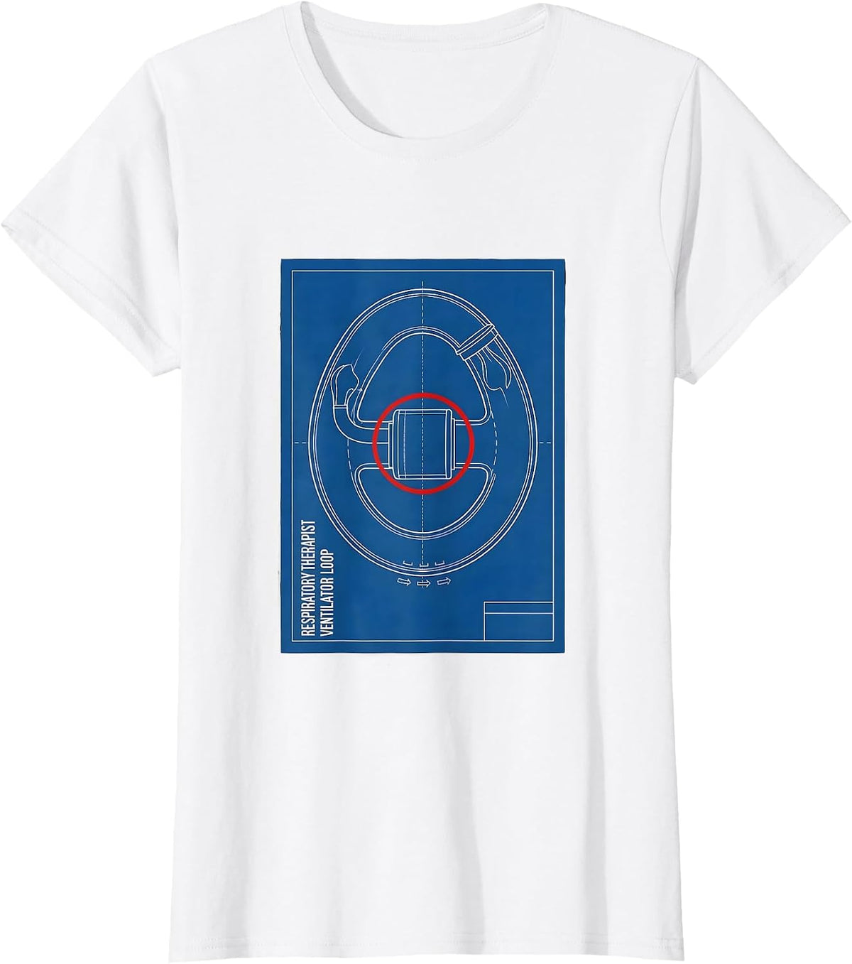 Respiratory Therapist Ventilator Loop Technical Blueprint T-Shirt - White