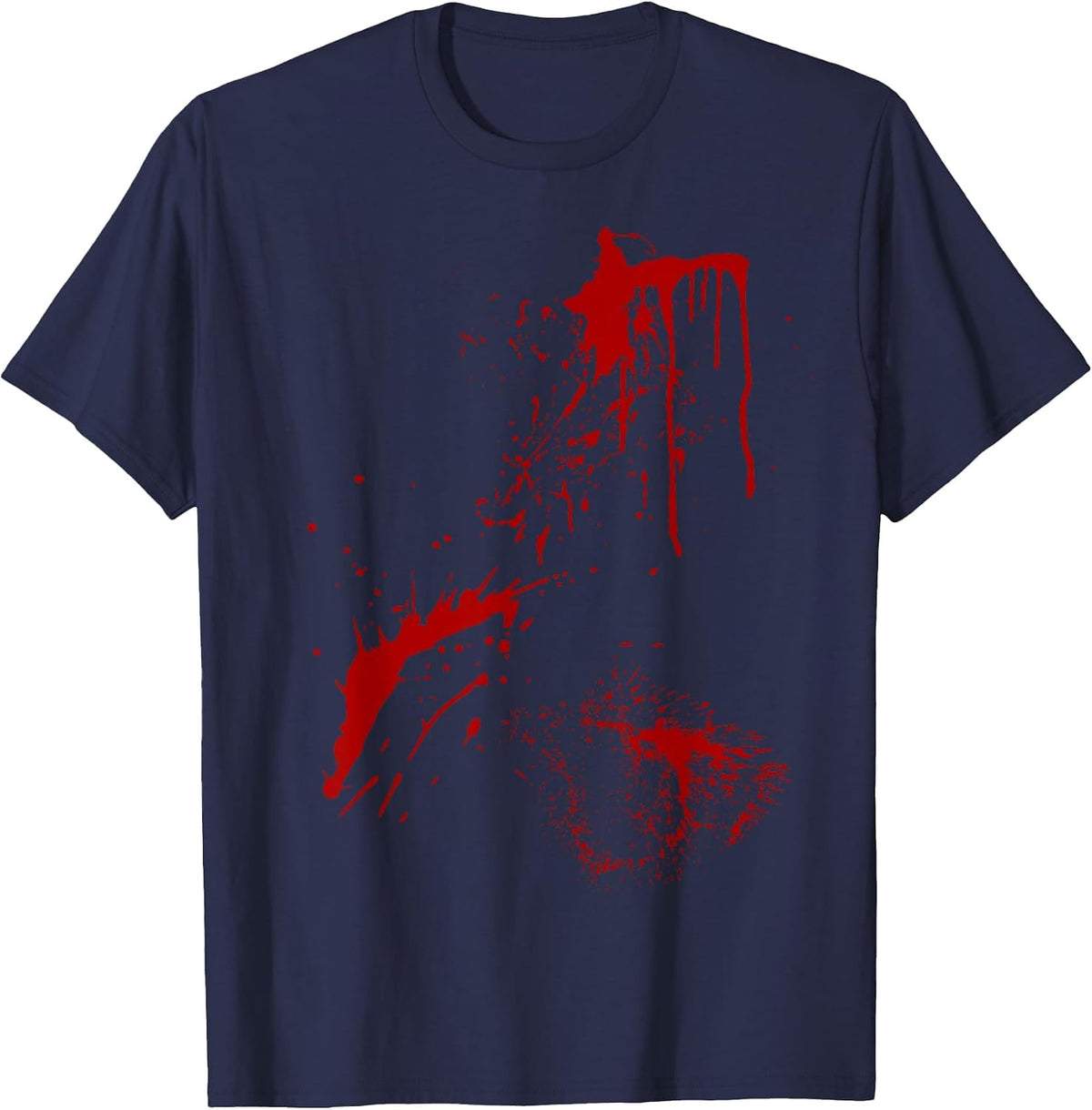 Blood Splatter Halloween Fake Bloody Spatter Zombie Victim T-Shirt - Navy Blue