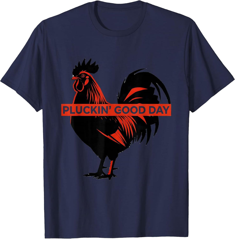 Pluckin Good Day Swiss International Upland Bird Hunter T-Shirt - Navy Blue