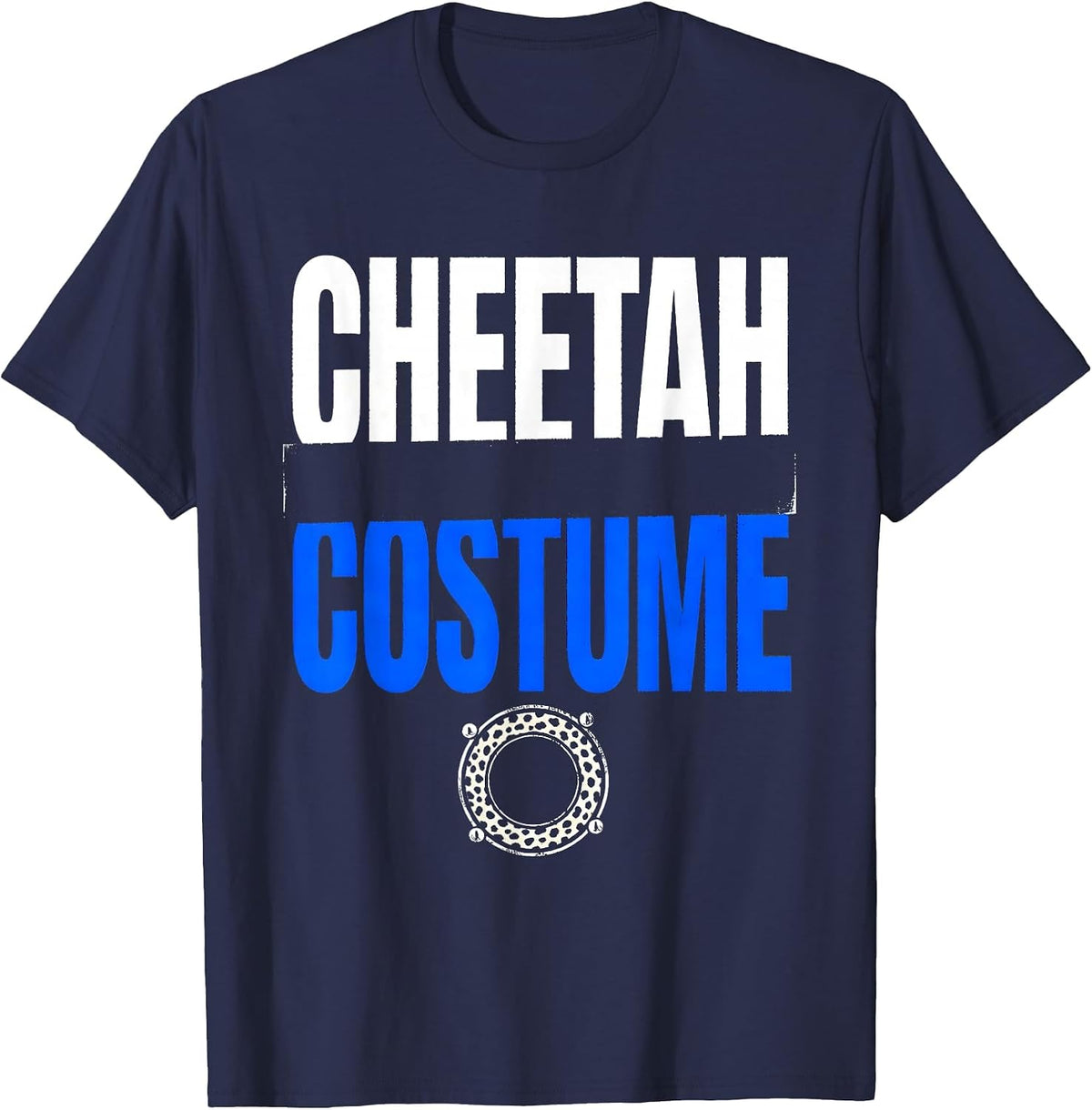 Men's Cheetah Spot Stamp Ring Teen Girl Big Cat Halloween Party T-Shirt - Navy Blue