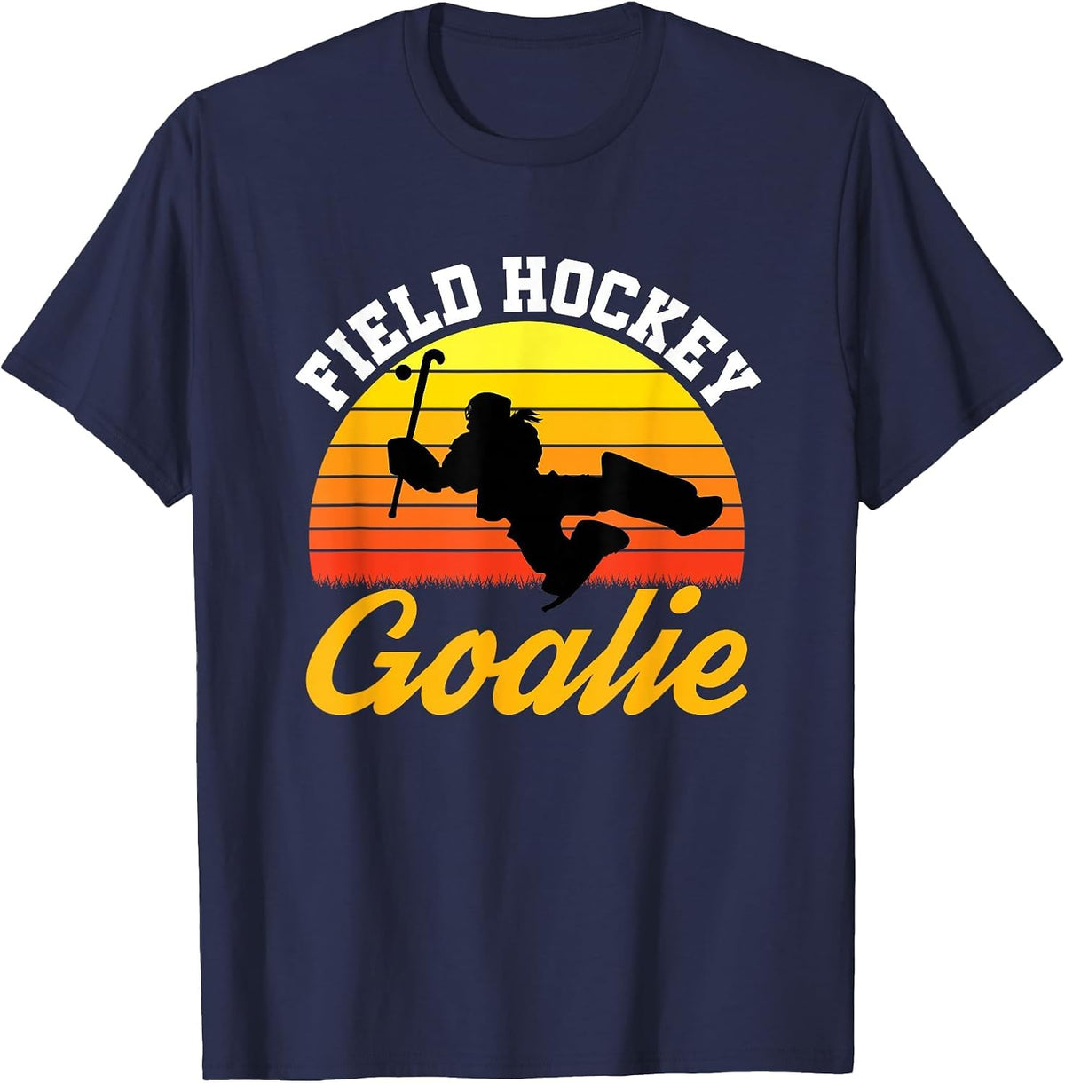 Retro Field Hockey Goalie T-Shirt - Navy Blue
