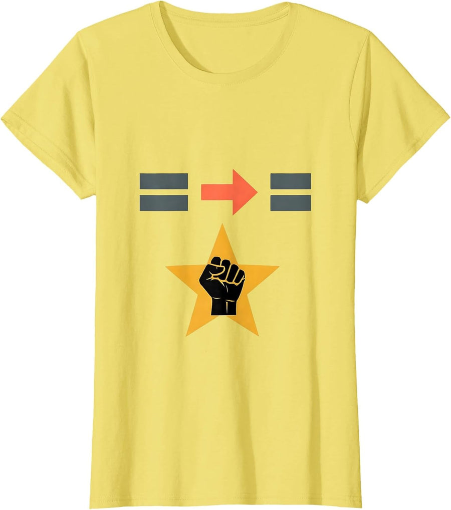 Women's Equality Greater Than Division Black History Symbol T-Shirt - Lemon Yellow