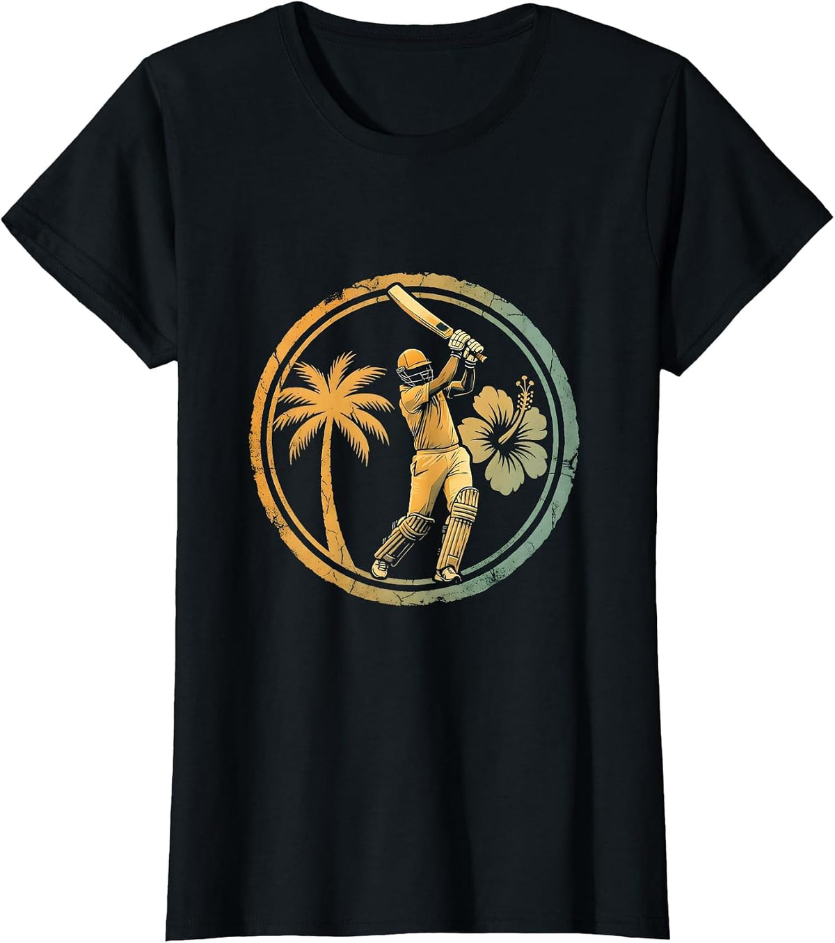 Jamaica Cricket Batsman Illustration T-Shirt - Black