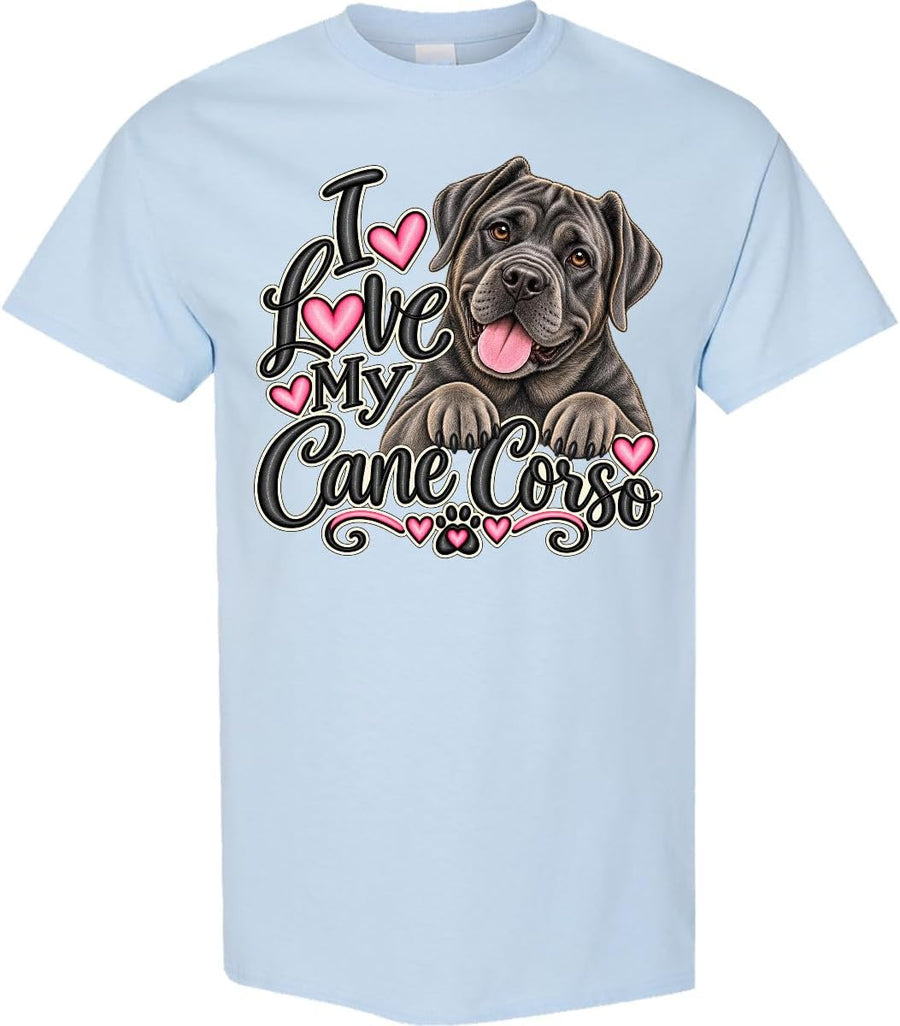 inktastic I Love My Cane Corso Dog Adult T-Shirt - Light Blue