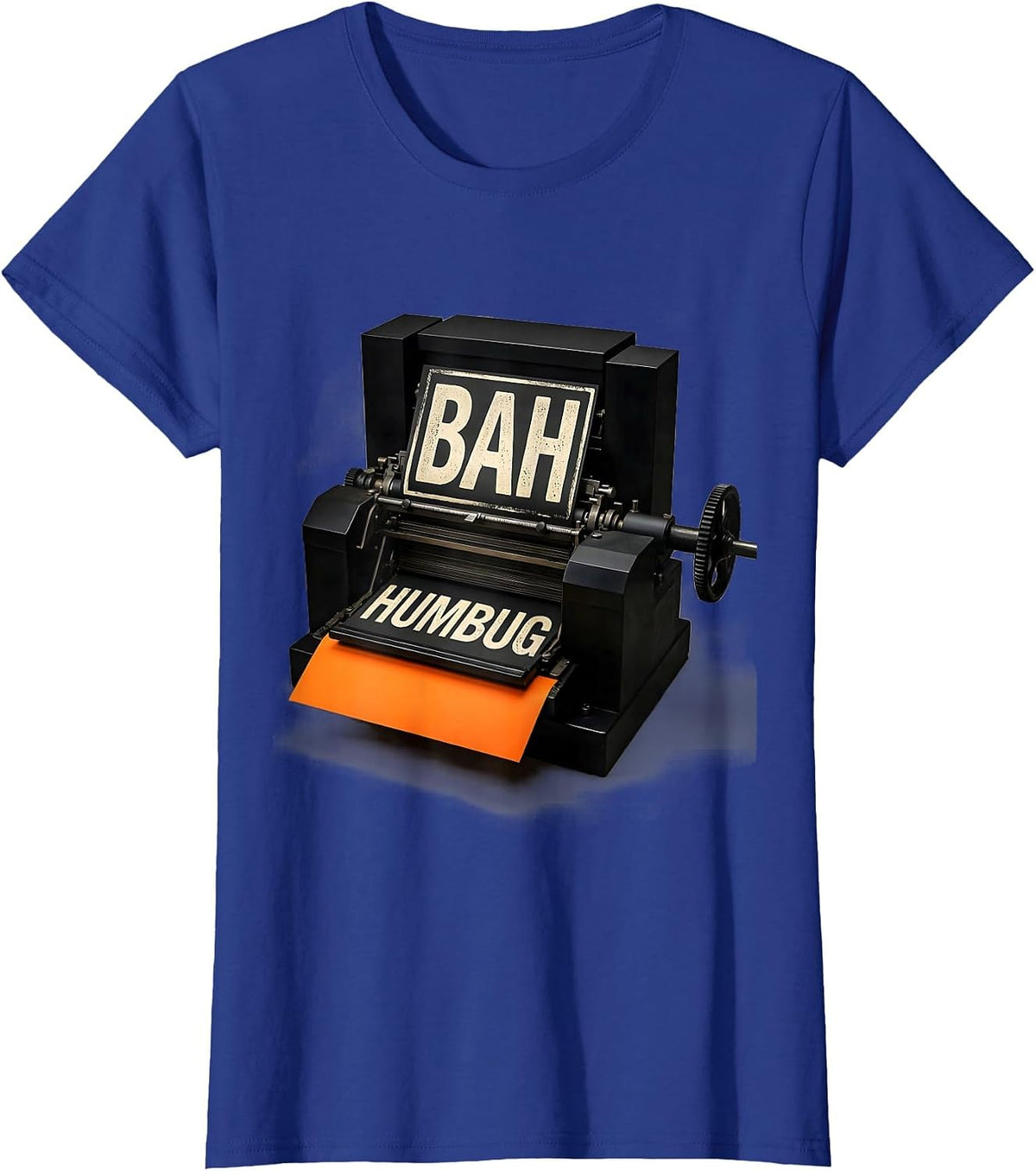 Women's Bah Humbug Vintage Christmas Carol Scrooge Literary Humor T-Shirt - Royal Blue