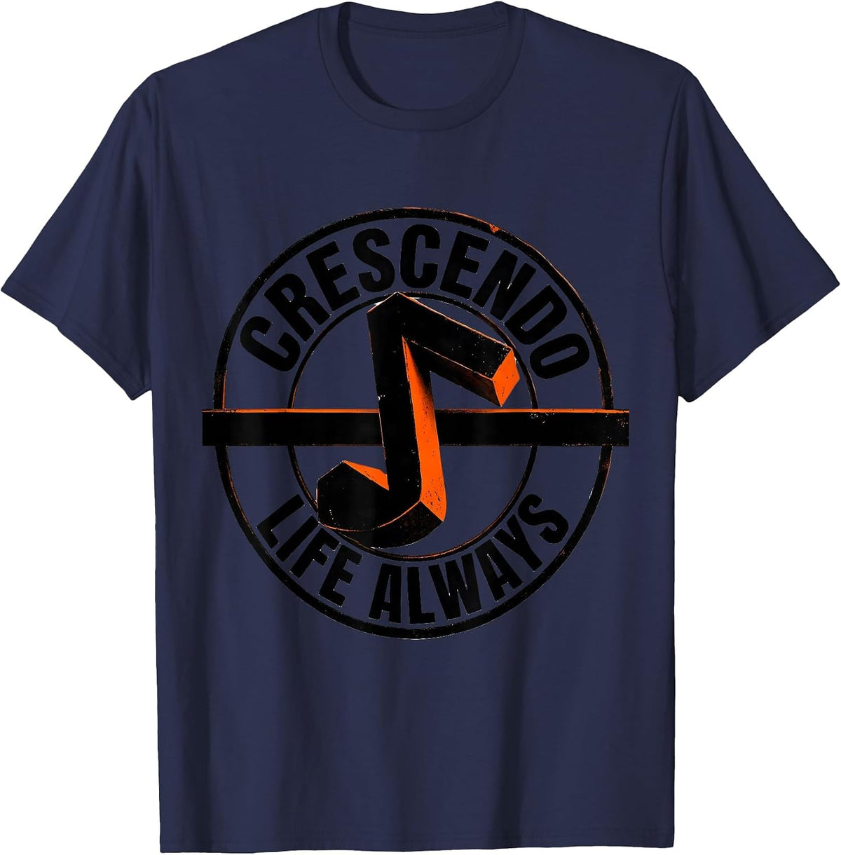 Crescendo Life Always Music Teacher Design T-Shirt - Navy Blue