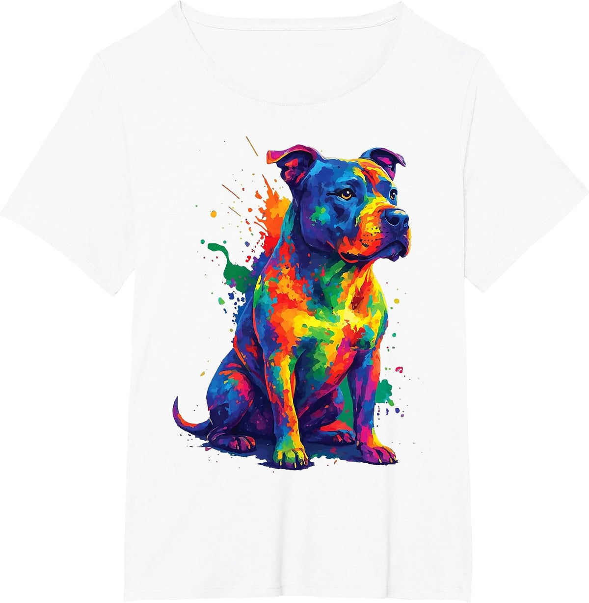 Pit Bull Dog Colorful T-Shirt - White