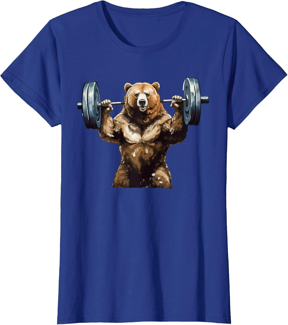 Bear Powerlifting Weightlifting Gym Workout T-Shirt - Royal Blue