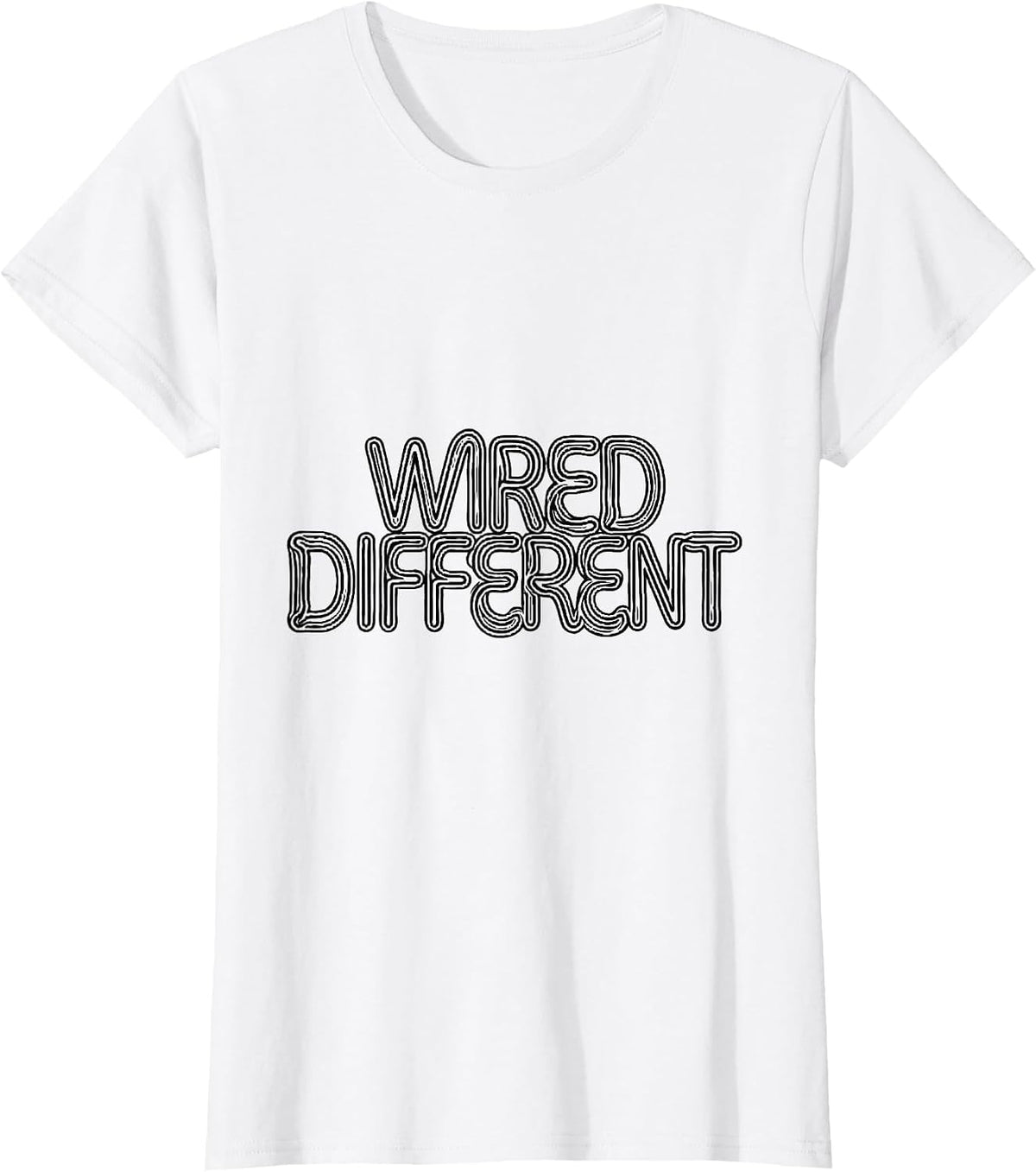 Wired Different Line Art Autism ADHD Neurodiversity T-Shirt - White