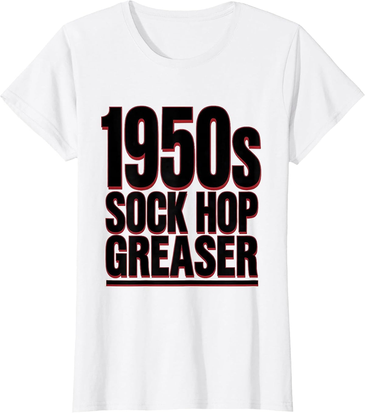 Women's 1950s Sock Hop Greaser Retro Rockabilly Party Costume T-Shirt - White
