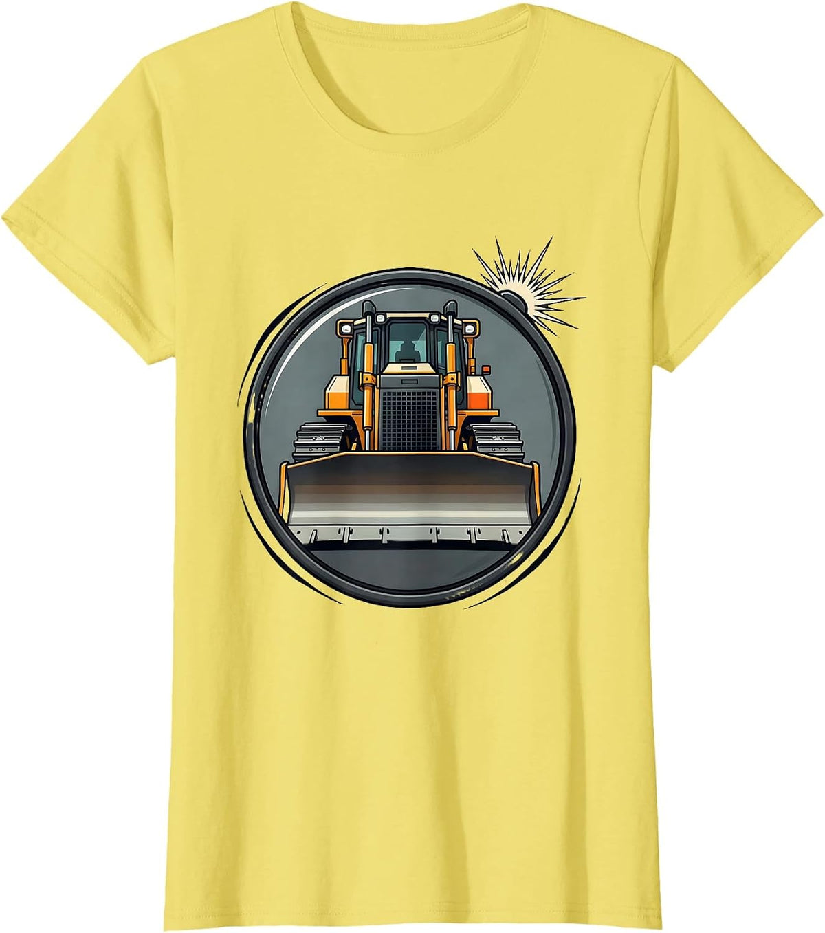 Dozer Mass Vintage Badge Heavy Equipment Operator Humor T-Shirt - Lemon Yellow
